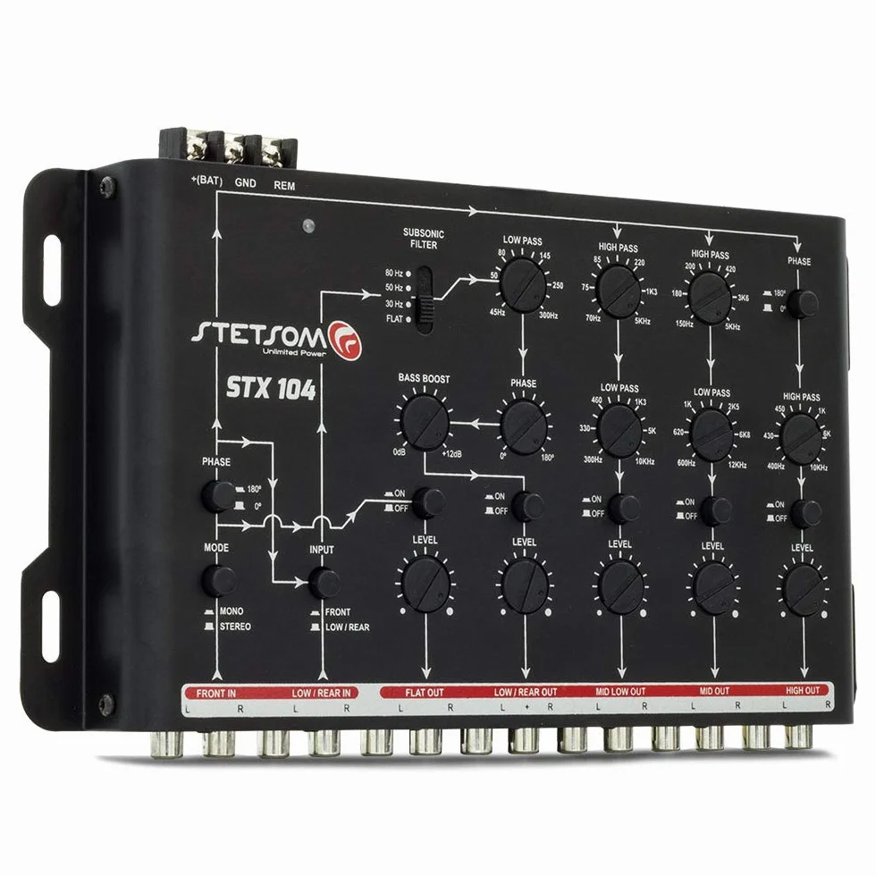 Stetsom STX 104 PRO - Crossover, canali a 5 vie, audio digitale elettronico per auto, processore di segnale di uscita, crossover audio per auto ad alta precisione, crossover audio, regolazione