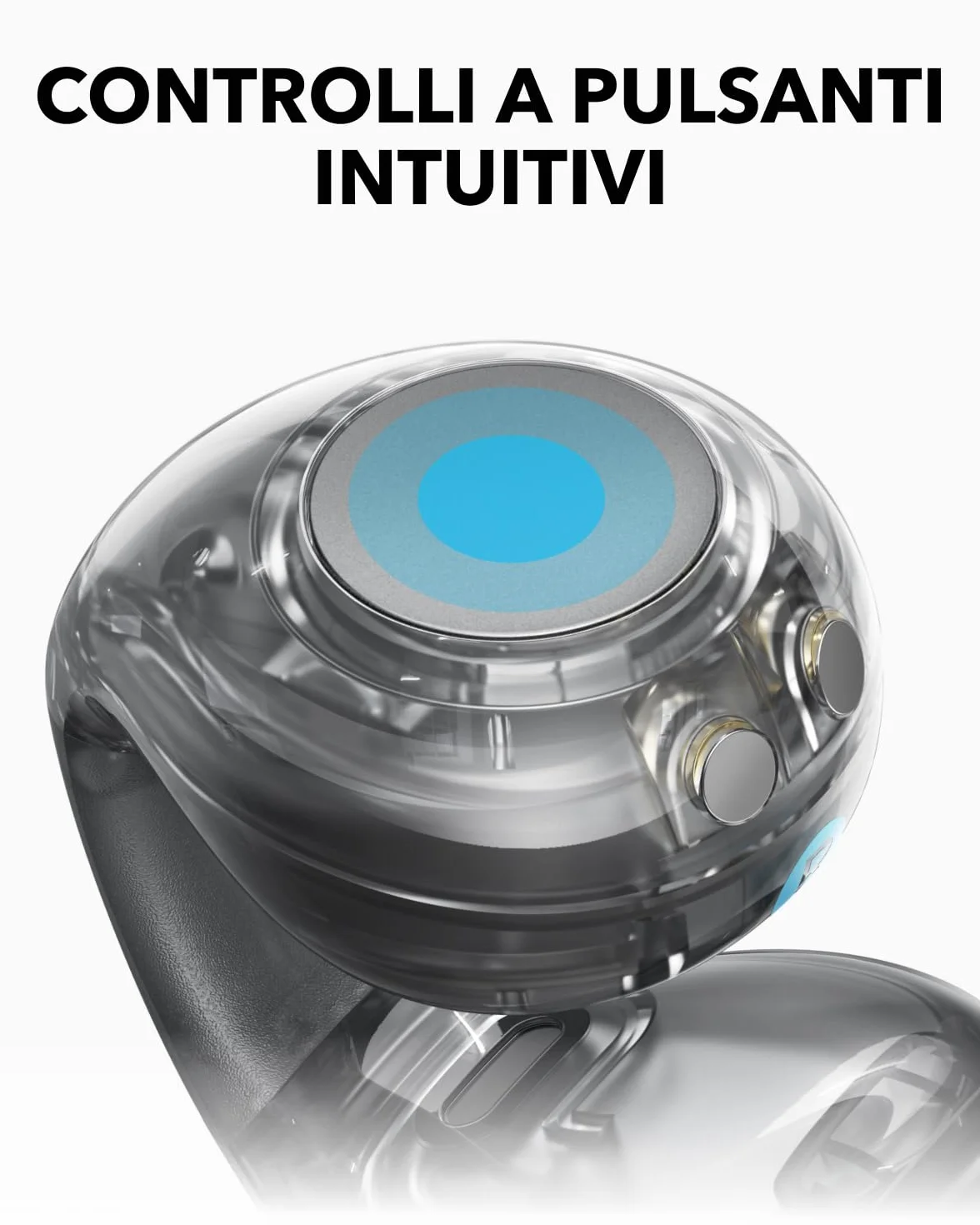 soundcore C40i di Anker, Auricolari open-ear, cuffie clip-on, design flessibile, controlli a pulsanti, comfort leggero, vestibilità stabile, supporti auricolari intercambiabili,driver con suono chiaro | Design flessibile, comandi a pulsante, comfort legge