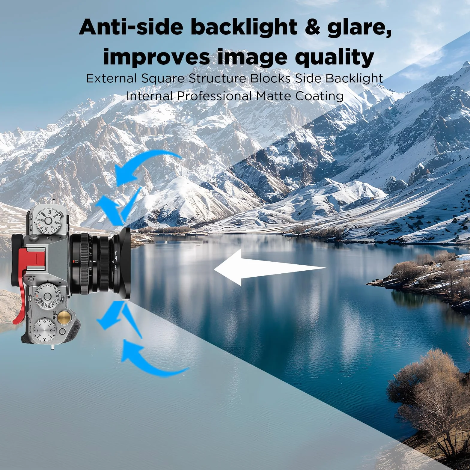 Haoge LH-X35 - Paraluce rettangolare in metallo per obiettivo Fujifilm Fuji Fujinon XF35 mmF2 XF 35 mm f/2 R WR e XF23 mmF2 XF 23 mm f2 R WR WR, sostituisce LH-XF35-2