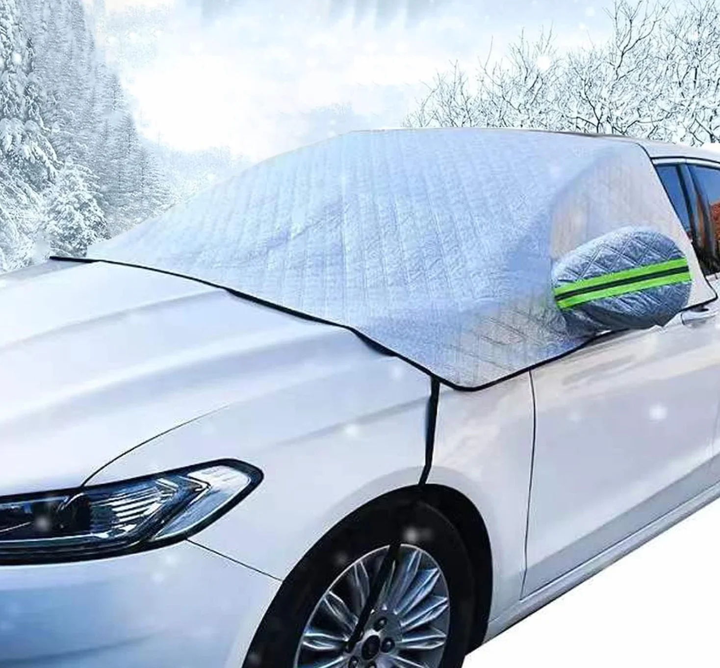 Copertura Parabrezza Auto Antighiaccio Impermeabile Anti UV Telo Protezione 230x145cm Argento