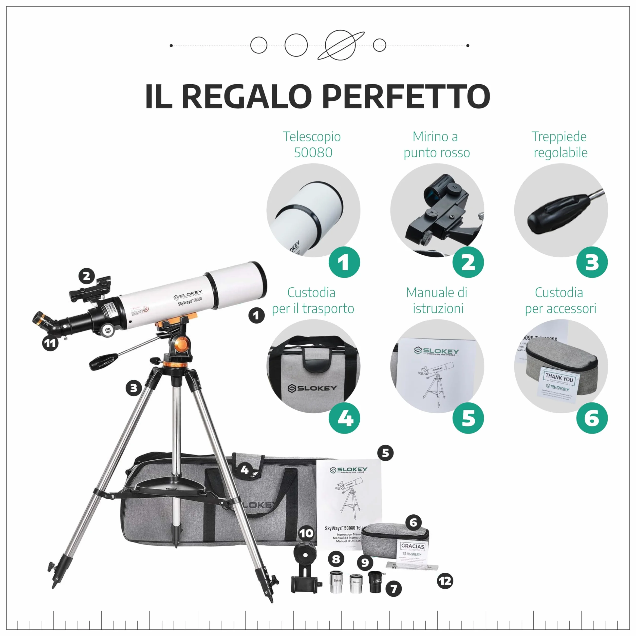 Telescopio Astronomico Professionale per Principianti Adulti - Portatile e Potente 20x-250x, Facile da Installare e Utilizzare - Ideale per Osservare la Luna, Pianeti, Galassie e Altro Ancora
