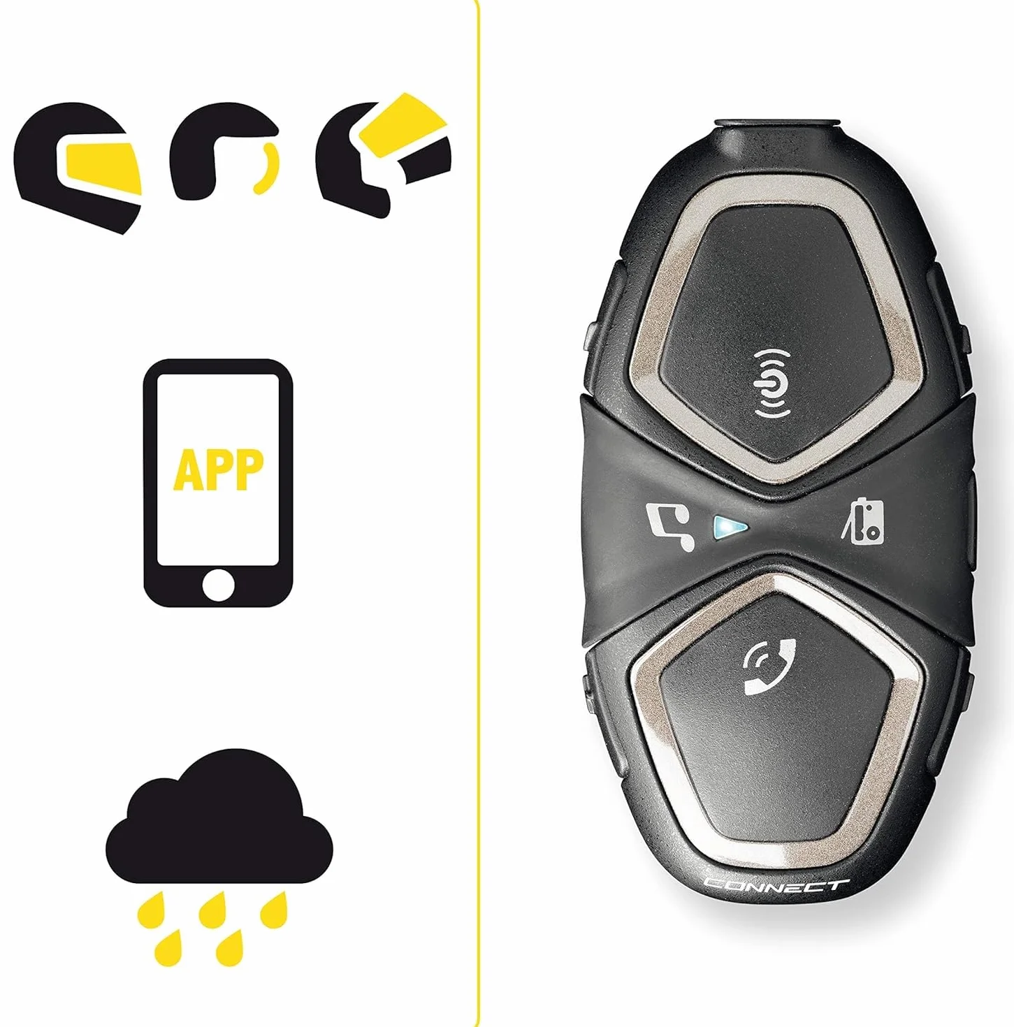 INTERPHONE Connect HD - Interfono per casco da moto, stereo, alta fedeltà, 40 mm, pilota, distanza 300 m, autonomia 12 ore, radio, GPS, TFT, impermeabile IPX67