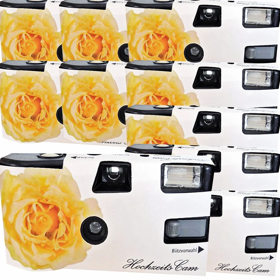 10 x PHOTO PORST matrimonio camera/fotocamera usa e getta "crema / Rose (con Flash e batterie, da 27 foto, ISO 400 Fuji)