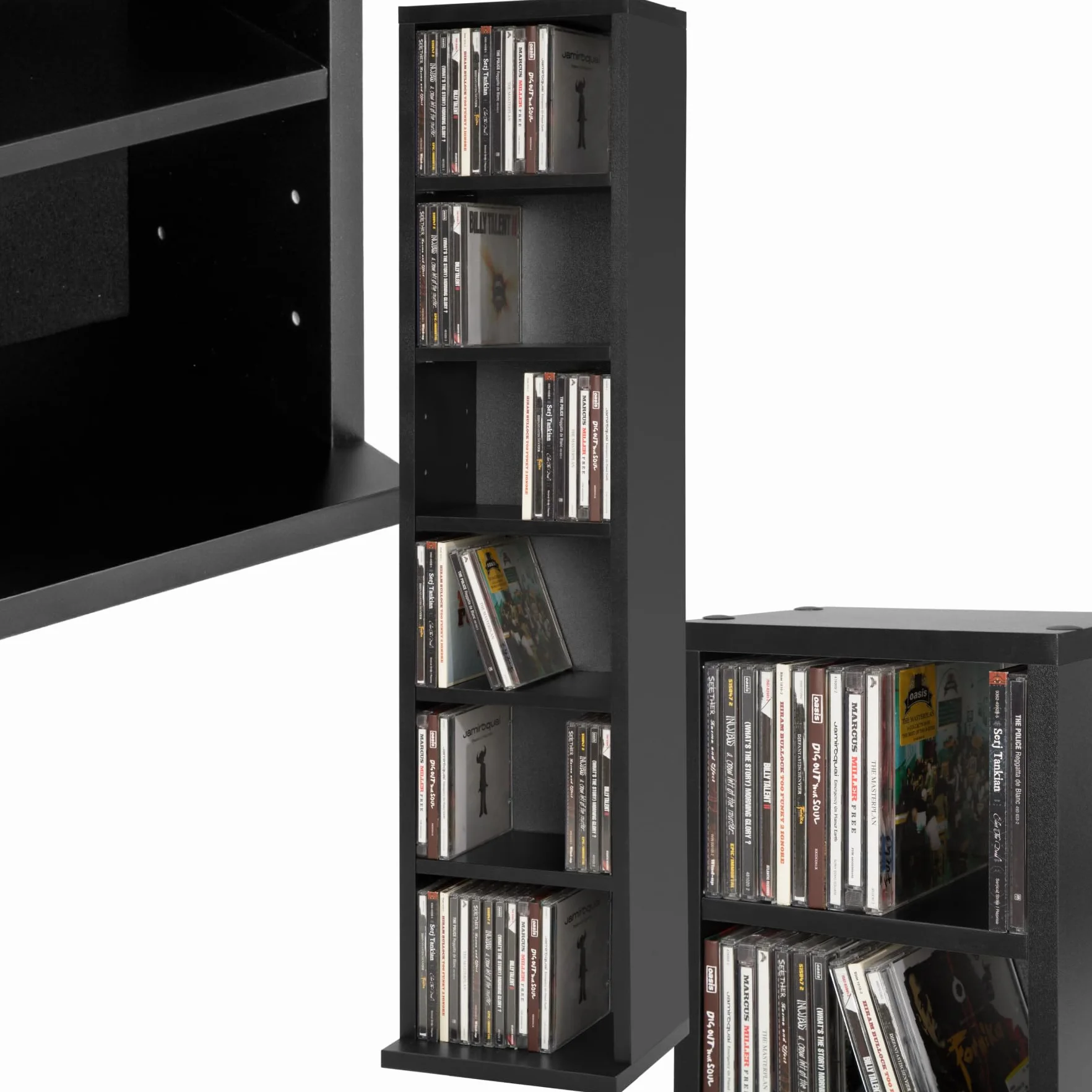 Tectake Scaffale Porta CD DVD 102 CD 6 Piani MDF Rivestimento Plastico 90x21x20 cm Nero