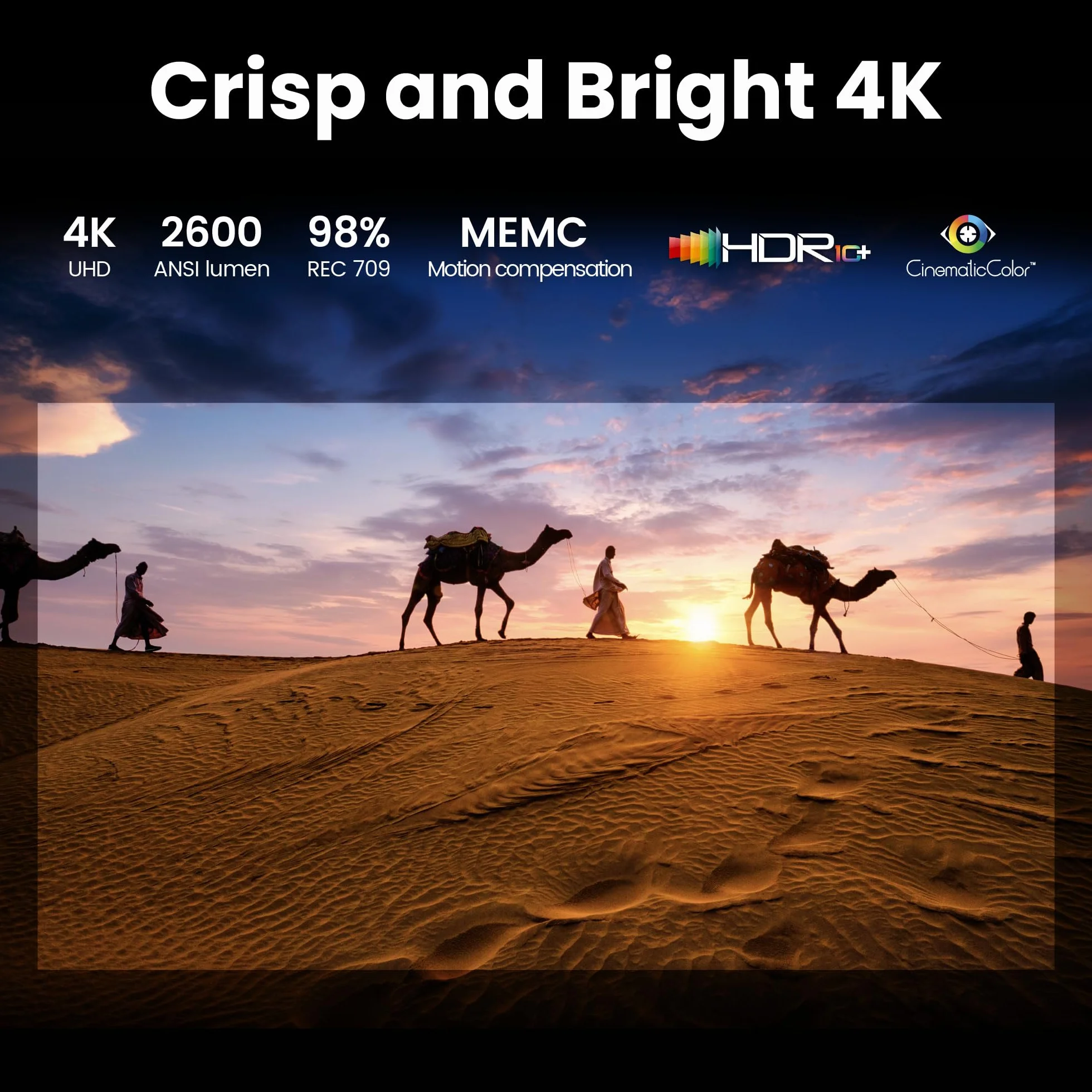 BenQ GP520 - Proiettore LED 4K HDR da 2600 lm per intrattenimento domestico, Google TV integrata, modalità Auto Cinema, MEMC, Rec.709, HDR10+, HDMI 2.1, USB-C, Wi-Fi, Bluetooth 5.2, eARC, Dolby