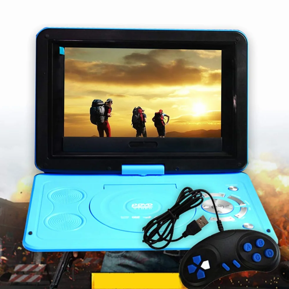 Lettore DVD portatile da 13,9" per i viaggi in auto per bambini, schermo girevole da 10,1", batteria ricaricabile, caricatore da auto, presa per cuffie per CD/DVD