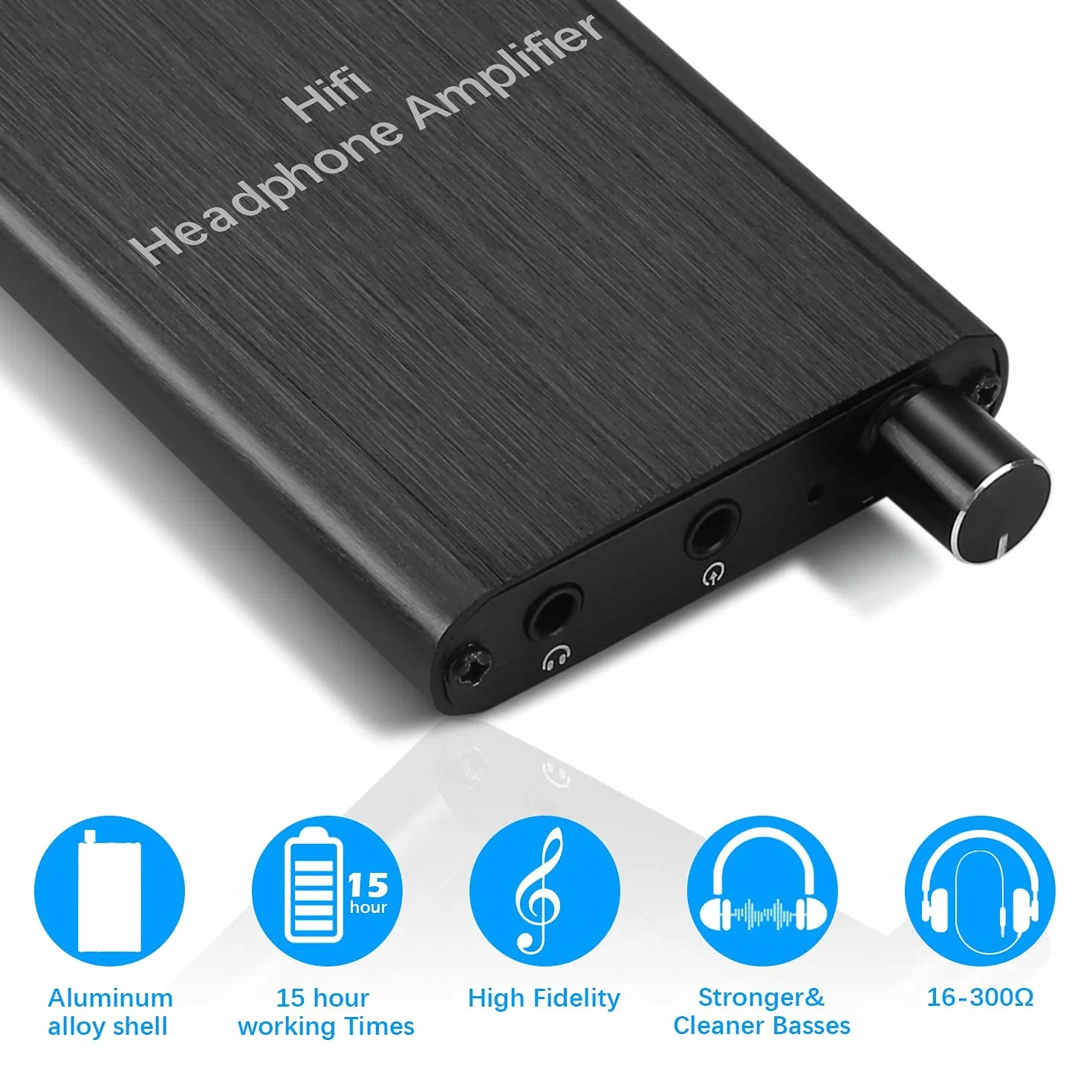MYPIN Amplificatore per cuffie HiFi, amplificatore per cuffie audio portatile da 3,5 mm supporta impedenza 16-300 con batteria al litio e componenti per MP3 / MP4 / telefoni/lettori digitali