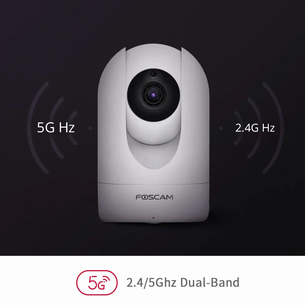 Foscam R4M - Super HD Ip WLAN Dual Band Videocamera di sorveglianza Ip con 4 MP e 10 m Visione Notturna I WiFi con rilevazione di Movimento I Sistema Audio a 2 Vie con Slot per schede microSD