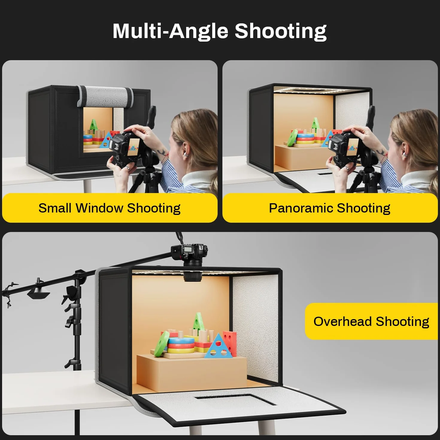RALENO Light Box Fotografia, 40 * 30 * 30cm Scatola Fotografica Portatile, Kit Tenda da Ripresa (CRI>95 | luminosità regolabile da 24 W | 6 sfondi) per Prodotti, Gioielli, Orologi, Cosmetici