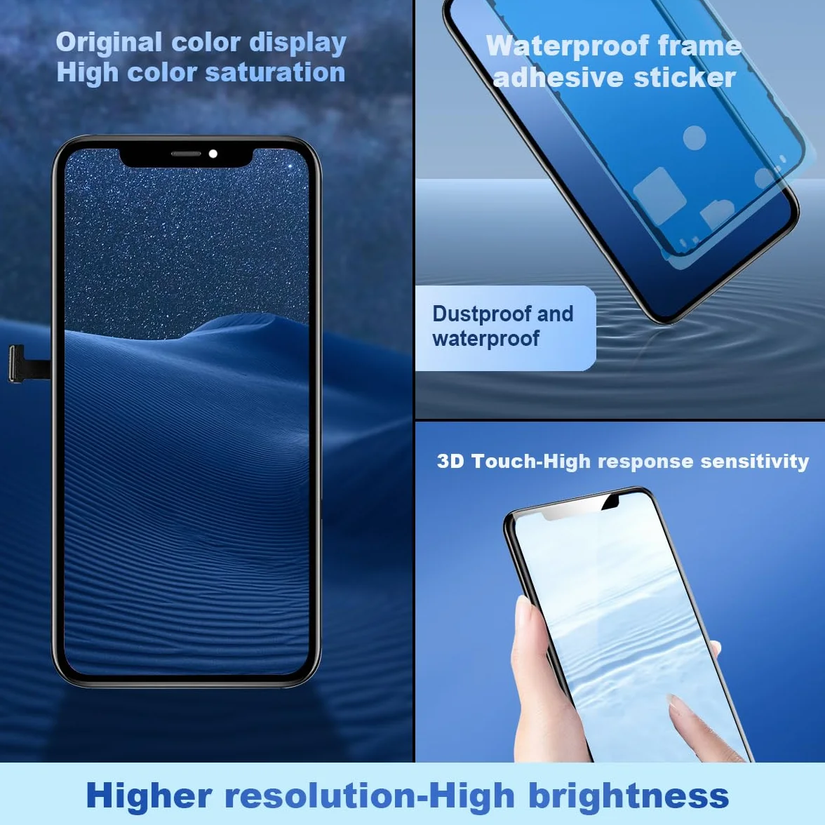 EFaith Schermo per iPhone 13 Pro Max 6.7" LCD di ricambio 3D Touch Face ID TrueTone FHD Display Digitizer con kit di riparazione per A2484, A2641, A2644, A2645, A2643