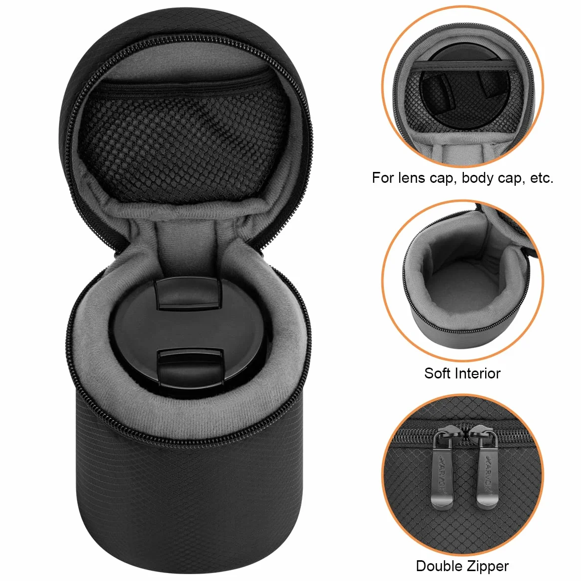 Arvok Custodia per Obiettivo Fotocamera, 4 Custodia Resistente all'Acqua per Obiettivo Fotocamera DSLR, Borsa per Obiettivo per Tamron, Sigma, Pentax, Sony, Fuji, Panasonic