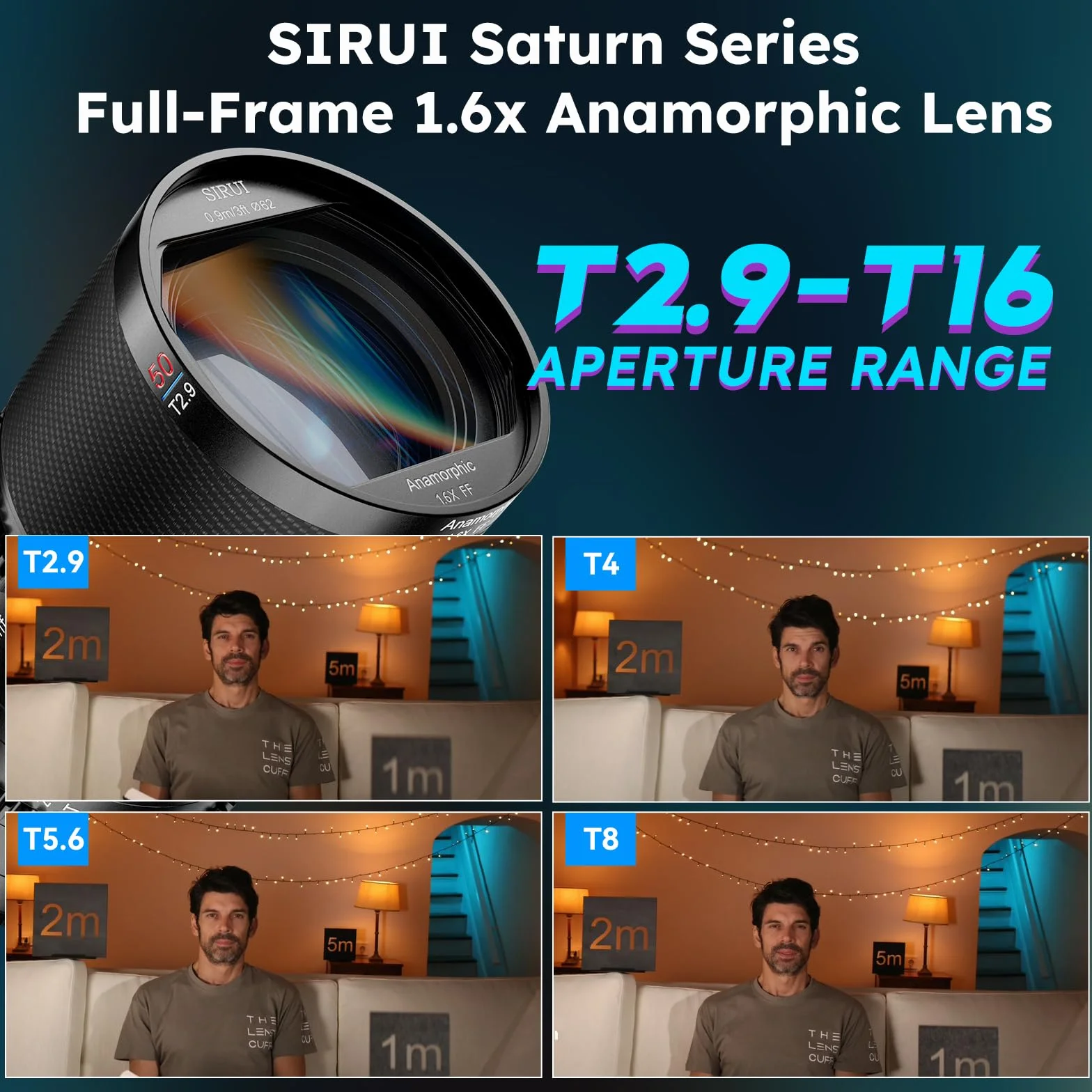 SIRUI Saturn 50mm T2.9 1.6X Full Frame carbonio fibra Anamorphic Lens, cine cinema obiettivo obiettivi lens lenti lente più leggero di 500g (Nature Flares, L Mount)