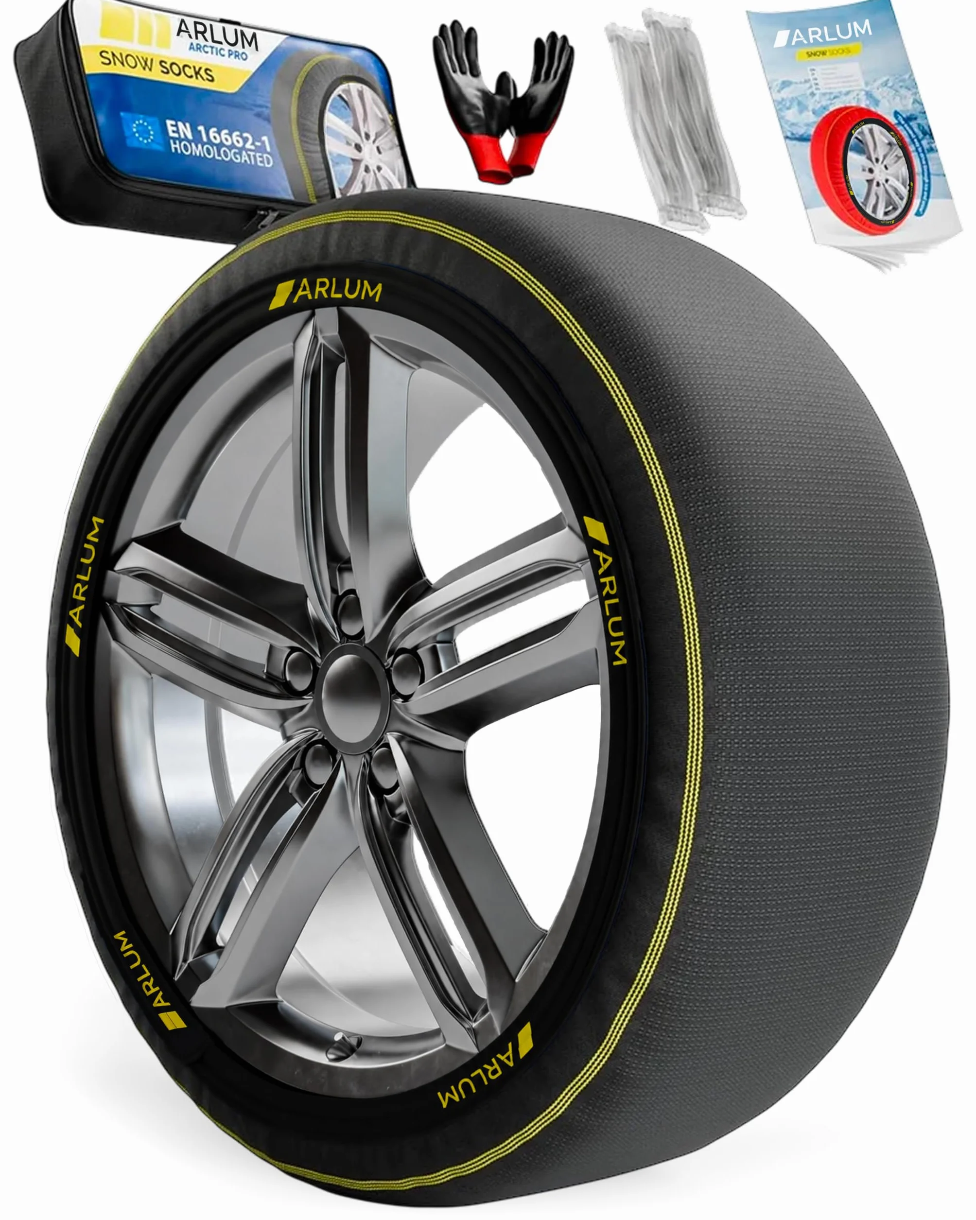 ARLUM Calze da Neve Omologate Italia EN 16662-1 Catene da Neve in Tessuto ArcticPro XL