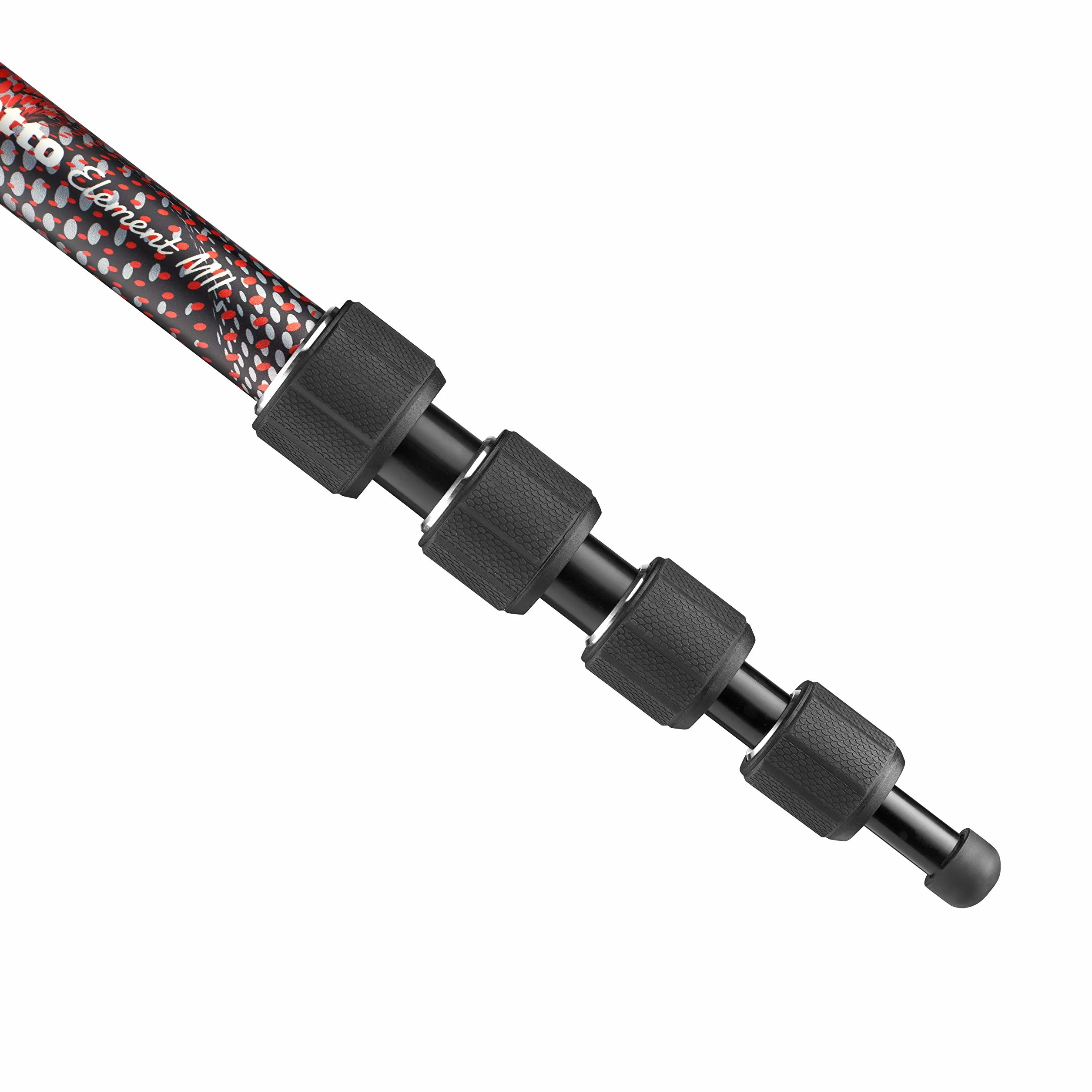 Manfrotto Element MII MMELMIIA5RD, Monopiede Alluminio 5 Sezioni Leggero da Viaggio, Rosso, Fascia da Polso, Impugnatura di Gomma, Twist Lock, Carico 15 kg, per Fotocamere Compatte, Mirrorless, Reflex