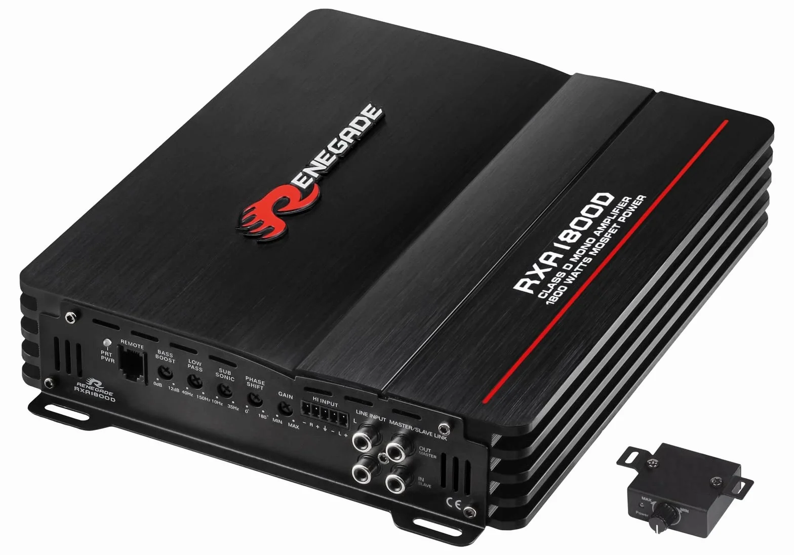 1 amplificatore RENEGADE RXA1800D RXA 1800 D monofonico classe d 1 canale 900 watt rms stabile a 1 ohm 1800 watt max specifico per subwoofer, 1 pezzo