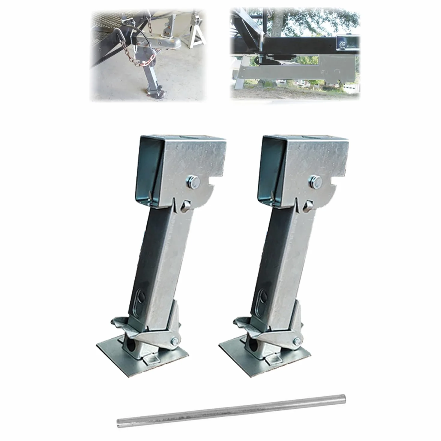 Piedini Stazionamento Camper, Cric di Parcheggio, Martinetto Stabilizzatore Regolabile 650 Libbre Argento