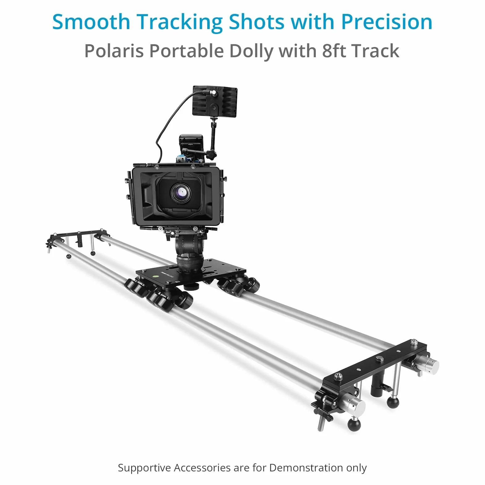 PROAIM Polaris DL-PLRS-4P - Carrello portatile per videocamere e videocamere, con binario da 2,4 m e supporto Mitchell integrato, carico utile fino a 200 kg