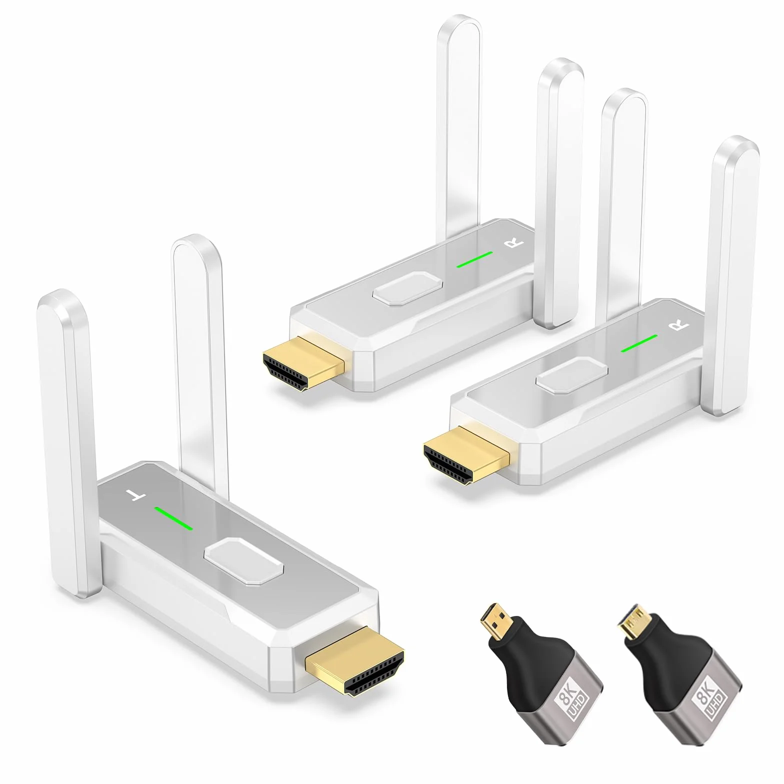 Trasmettitore HDMI Wireless e 2 Ricevitori, Portata 150m HDMI Wireless, 1080P@60Hz Doppia Banda 2.4G/5G per Streaming, Conferenze da PC a TV/Monitor/Proiettori, Plug and Play