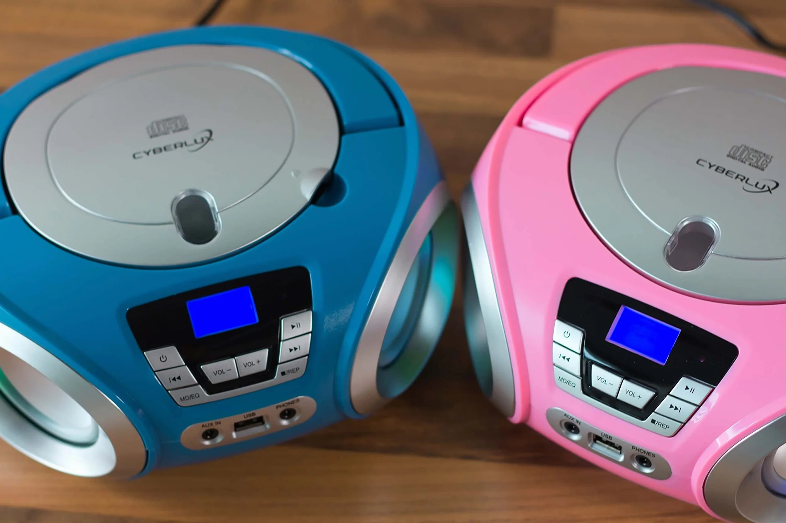 Lettore CD Portatile Con Illuminazione a LED, Radio Stereo FM, USB, MP3, Ingresso Cuffie e Aux In - Impianto Stereo Per Bambini