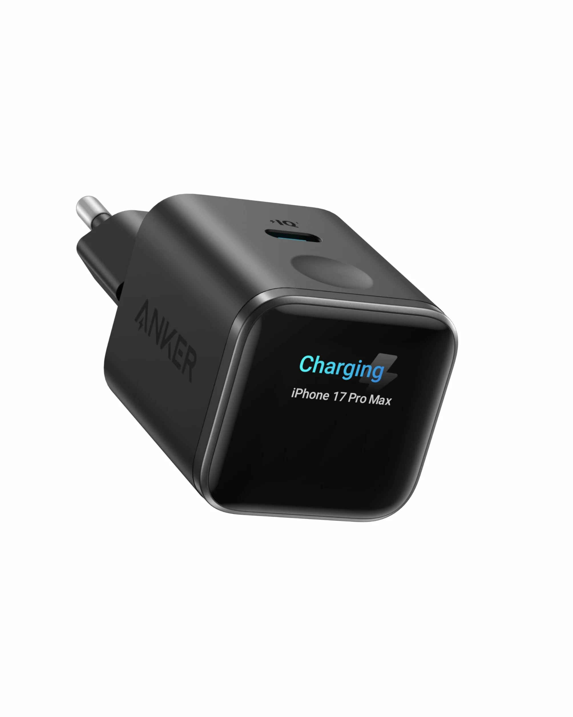 Anker Nano Caricatore iPhone da 45W con Smart Display, caricatore USB C, Ricarica Rapida, riconoscimento Intelligente, modalità Care, Design Compatto, per iPhone 17/16/15, iPad, MacBook e Apple Watch
