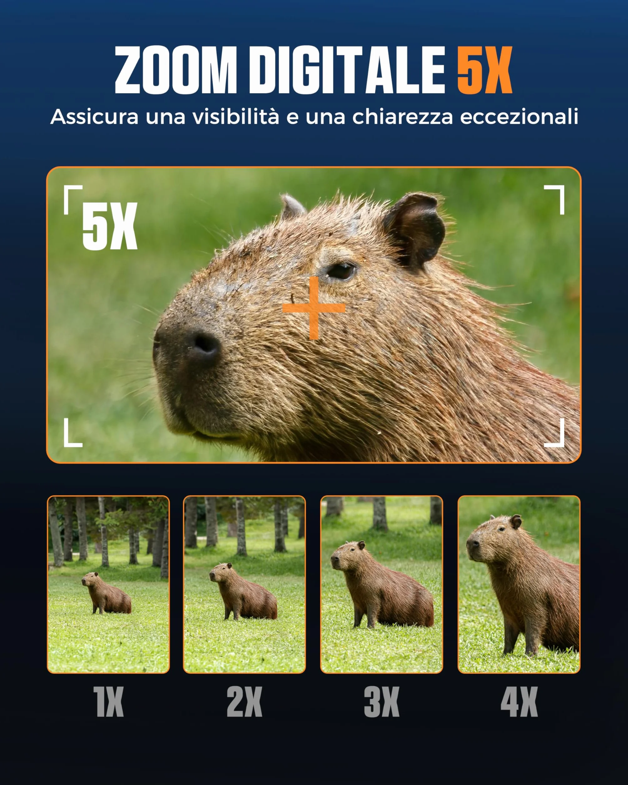 Visore Notturno, CIGMAN 4K Binocolo Visore Notturno con Portata di 1490FT/600M, 58MP HD Visione Notturna Ricaricabile con Zoom Digital 5X, con Torcia Elettrica, per la Caccia, Birdwatching, Campeggio