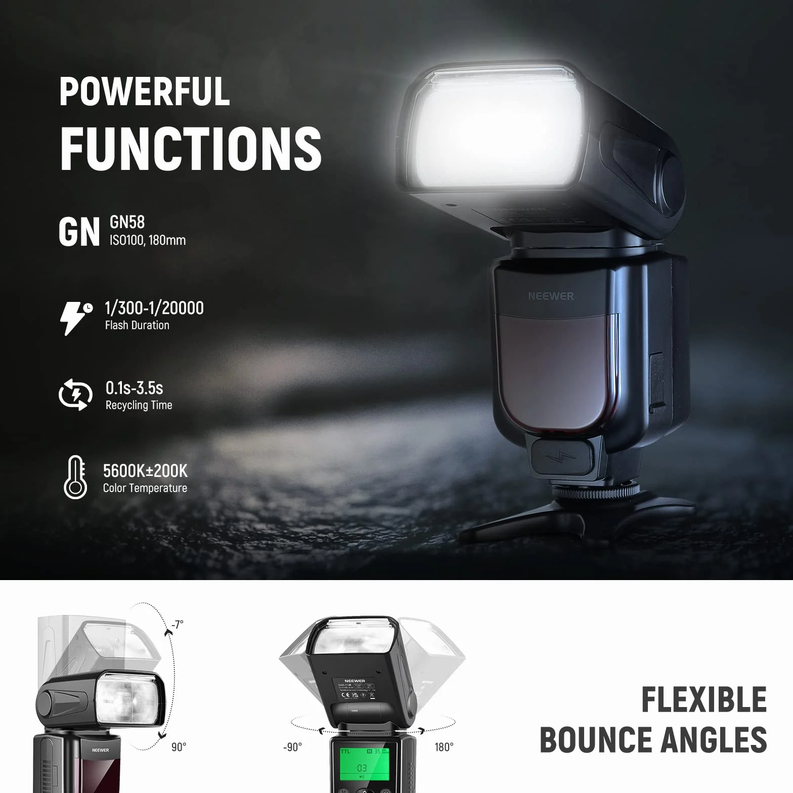 NEEWER NW645II-S Flash Speedlite TTL Aggiornato, GN58 HSS Slave Ottico Sincronizzazione della Tendina Posteriore Compatibile con Sony A9 II A9 A7R V IV III II A7 IV III A7S III II A7C A1 A6600 ecc..