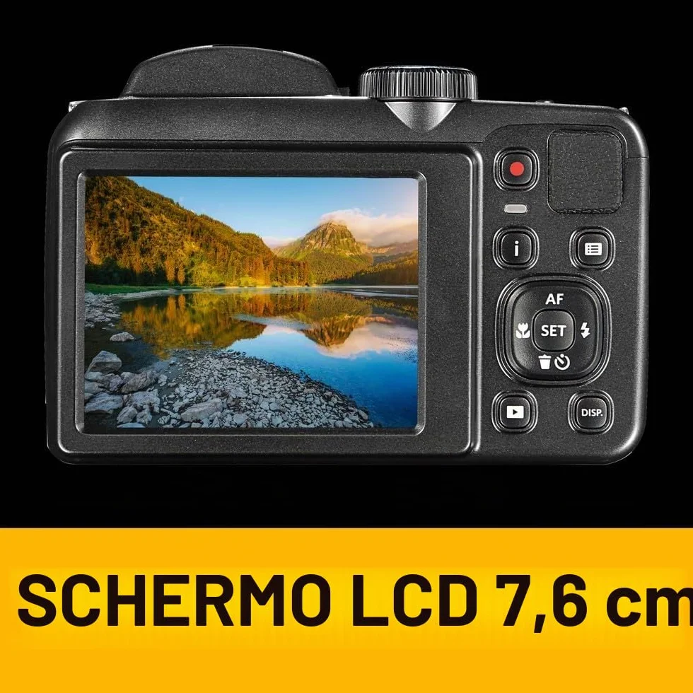 KODAK Pixpro AZ252 - Fotocamera Bridge Digitale 16 Megapixel, Zoom Ottico 25X, Video HD 720p, Obiettivo Grandangolare 24 mm, Stabilizzazione Ottica dell'Immagine, Schermo LCD 3 - Nero