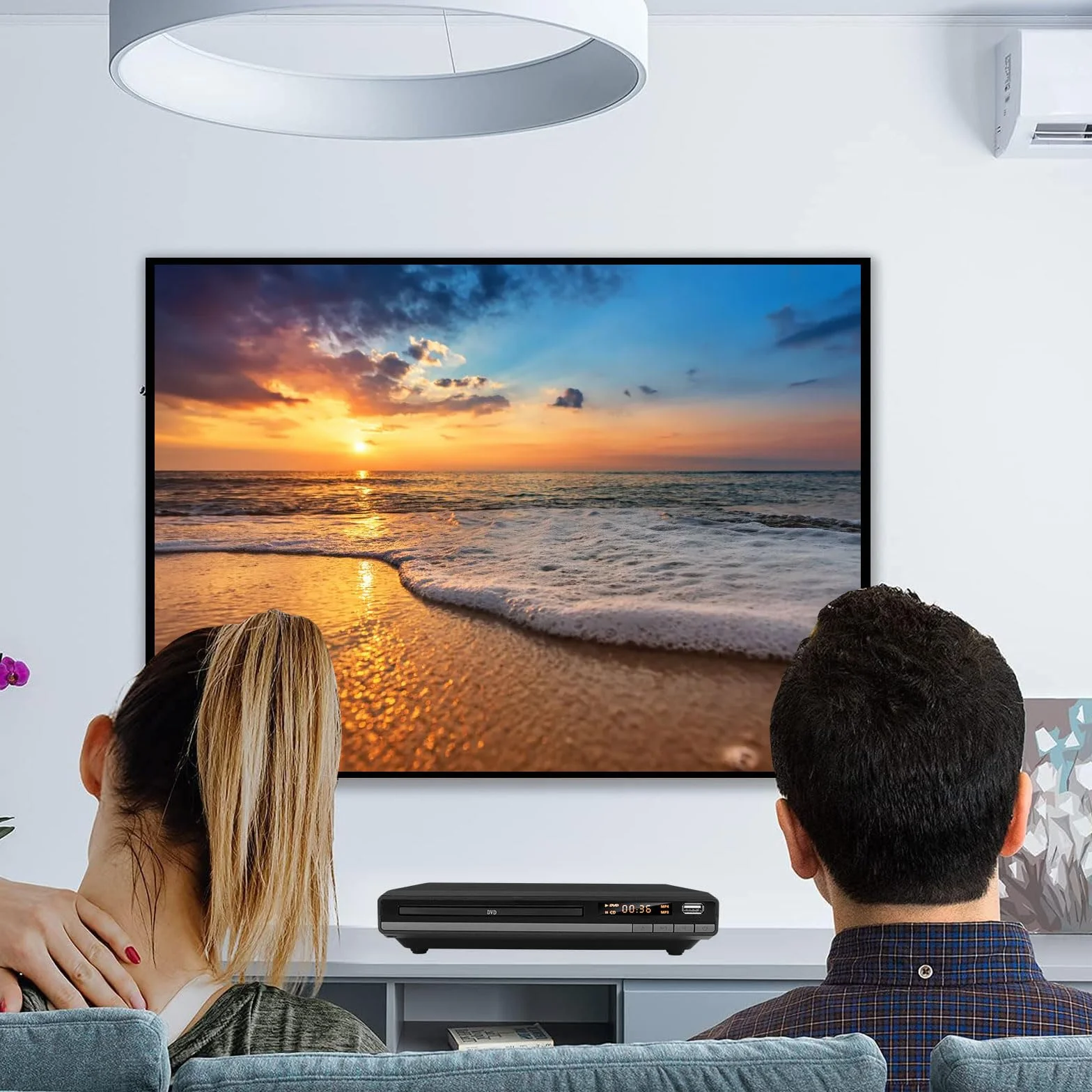 Lettore DVD HD con Porta HDMI per Smart TV | CD MP3 con Ingresso USB | Cavo HDMI e RCA Incluso | Perfetto per i Film per Famiglie (DVD-168)