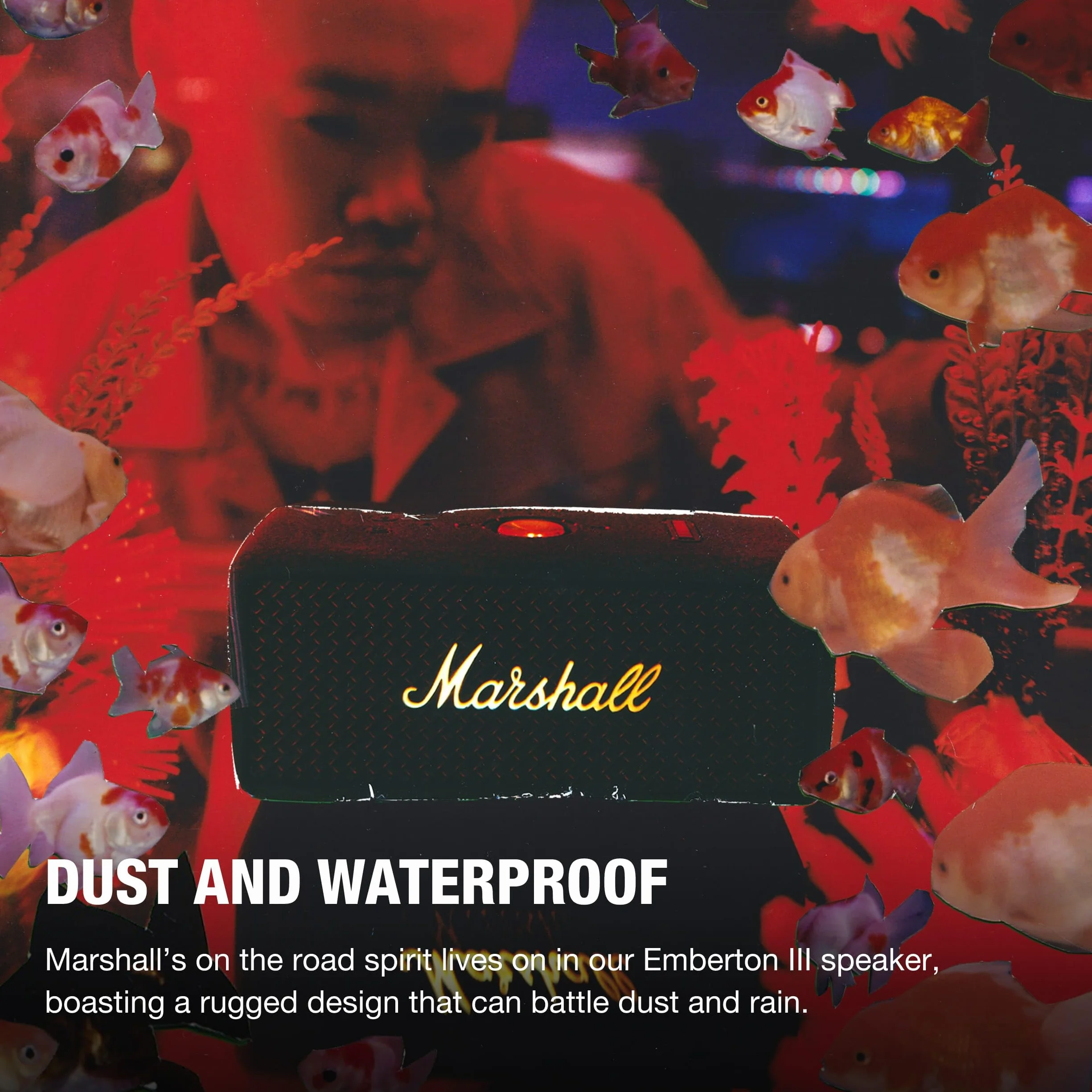 Marshall Emberton III Altoparlanti Bluetooth portatili Wireless accoppiabili IP67 Resistente a polvere e acqua, 32+ ore di riproduzione Ricarica rapida - Nero e ottone