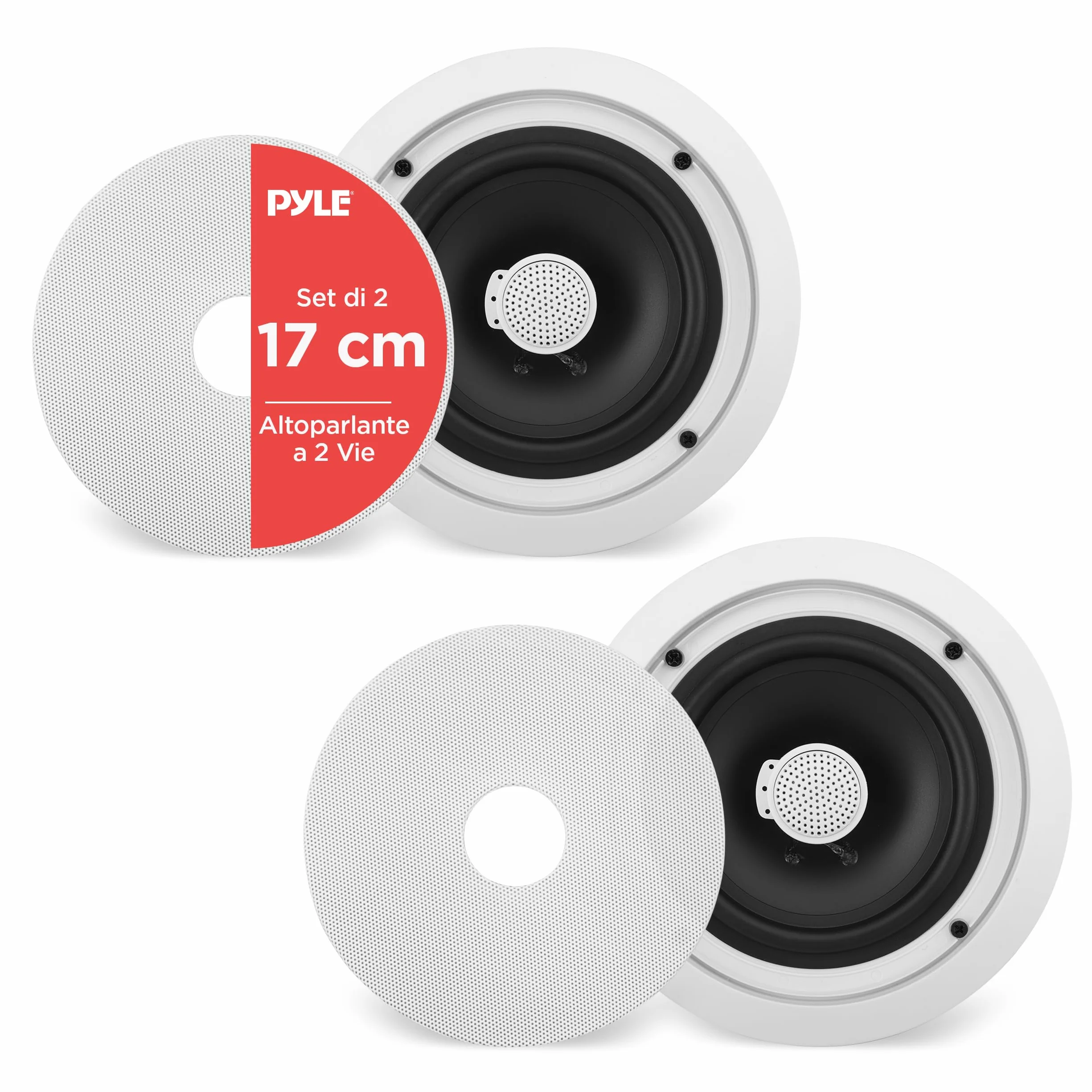 Pyle Altoparlanti da Incasso 16,5 cm, Casse Audio 2 Vie, Tweeter a Cupola in Titanio 2,5 cm, 65Hz-22kHz, 250W Picco