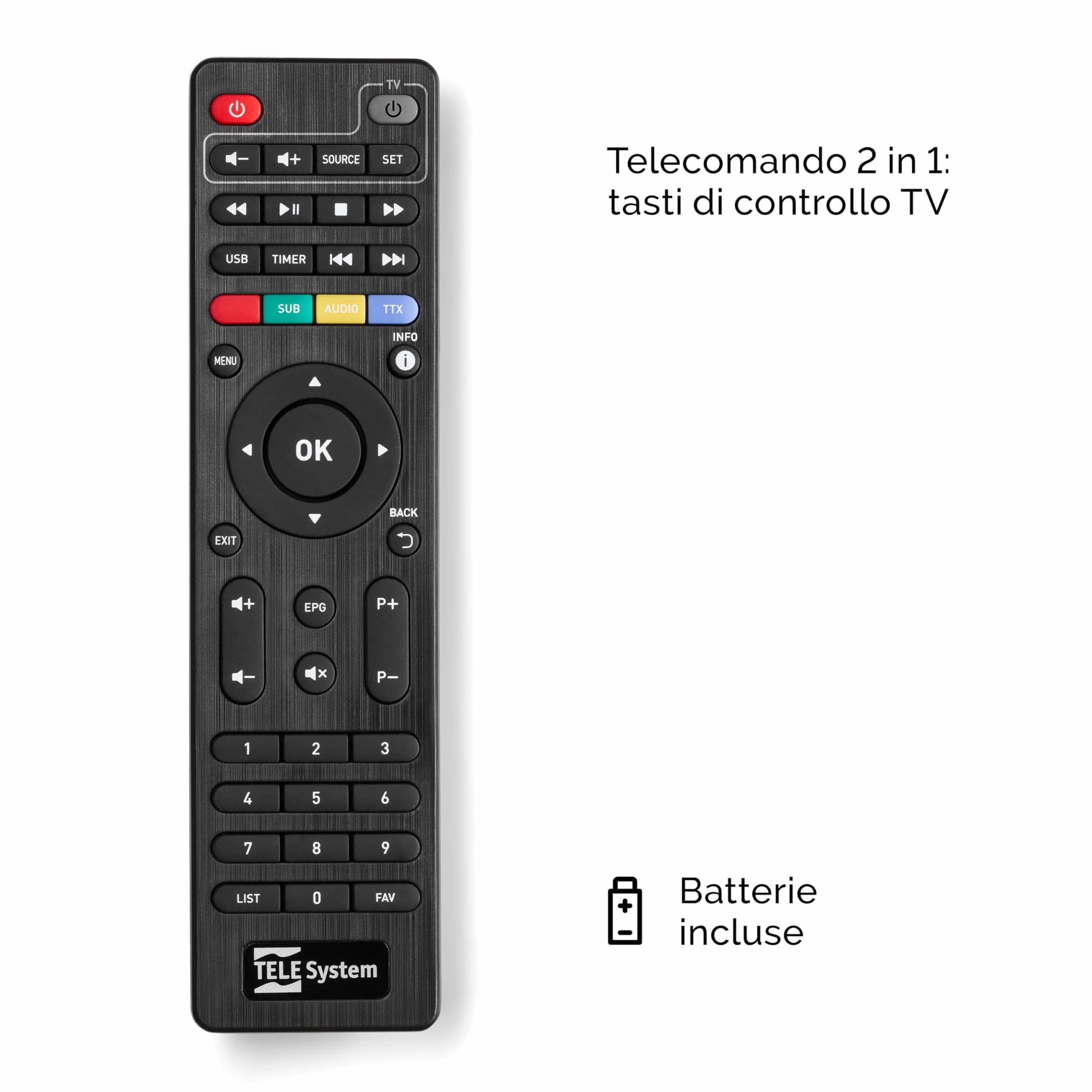 TELE System Decoder Satellitare TS9019HEVC, Smartcard tivùsat Classic (Merlin) Inclusa, Oltre 70 Canali HD Gratuiti, Aggiornamento Automatico Canali