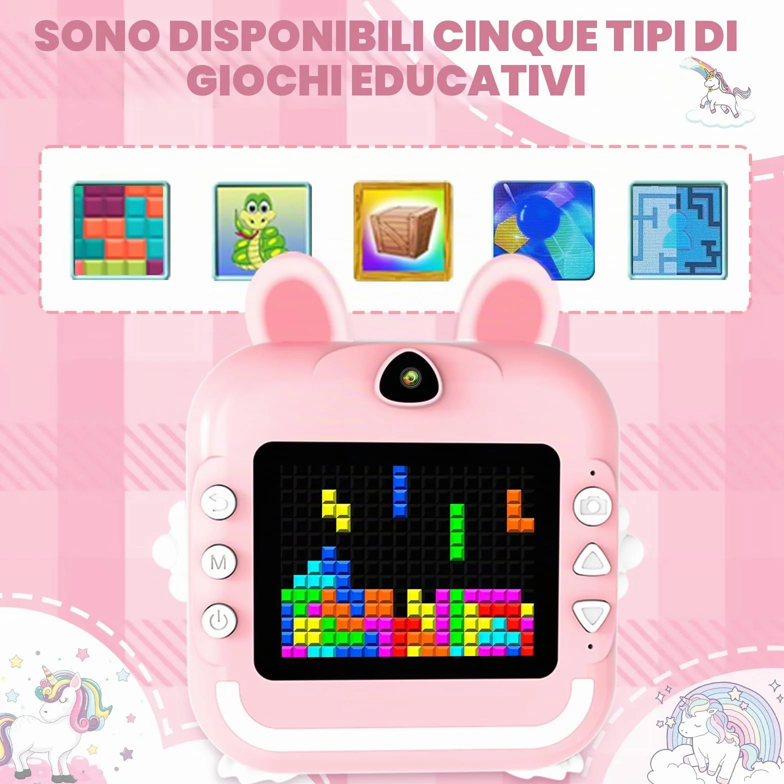 CATGIFF Macchina Fotografica Bambini Istantanea, 2.4 Pollici 1080P HD Fotocamera Digitale Bambini con Matita Colorata Carta da Stampa e 32GB Scheda, Rosa