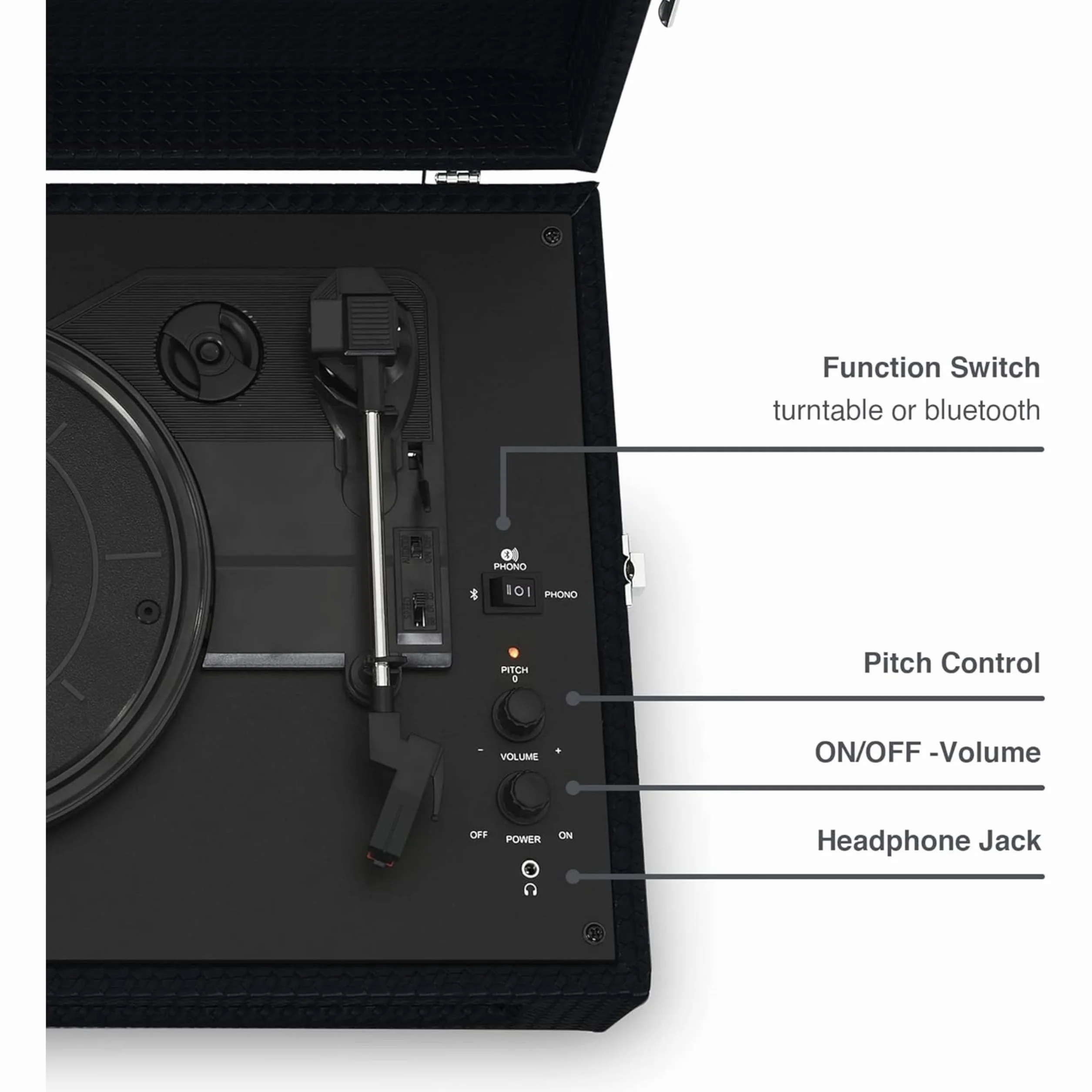 Crosley Voyager Giradischi Vintage Portatile Bluetooth 3 Velocità Nero
