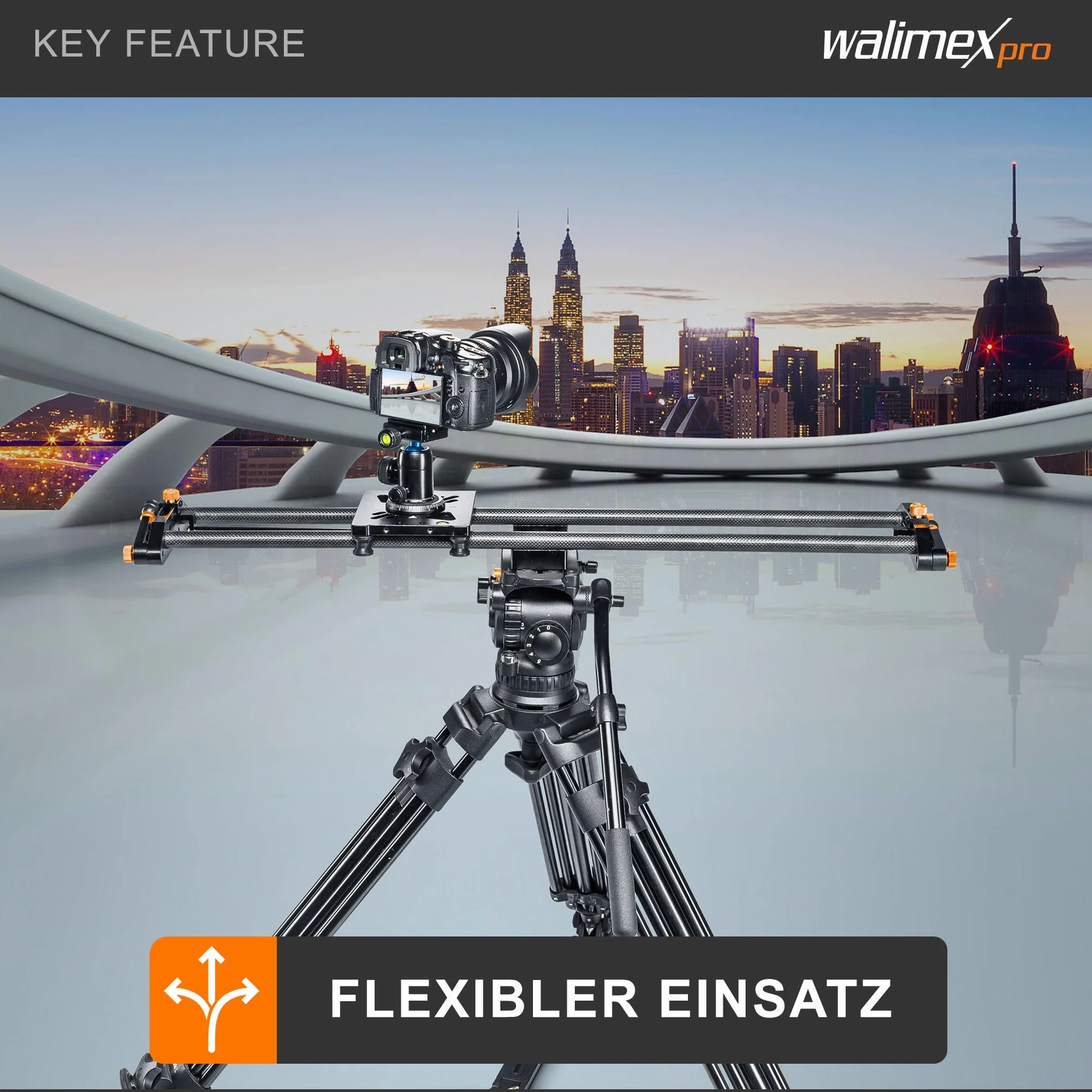 Walimex pro Carbon Follow Focus Parallax Slider 12 schwarz/orange 21640
