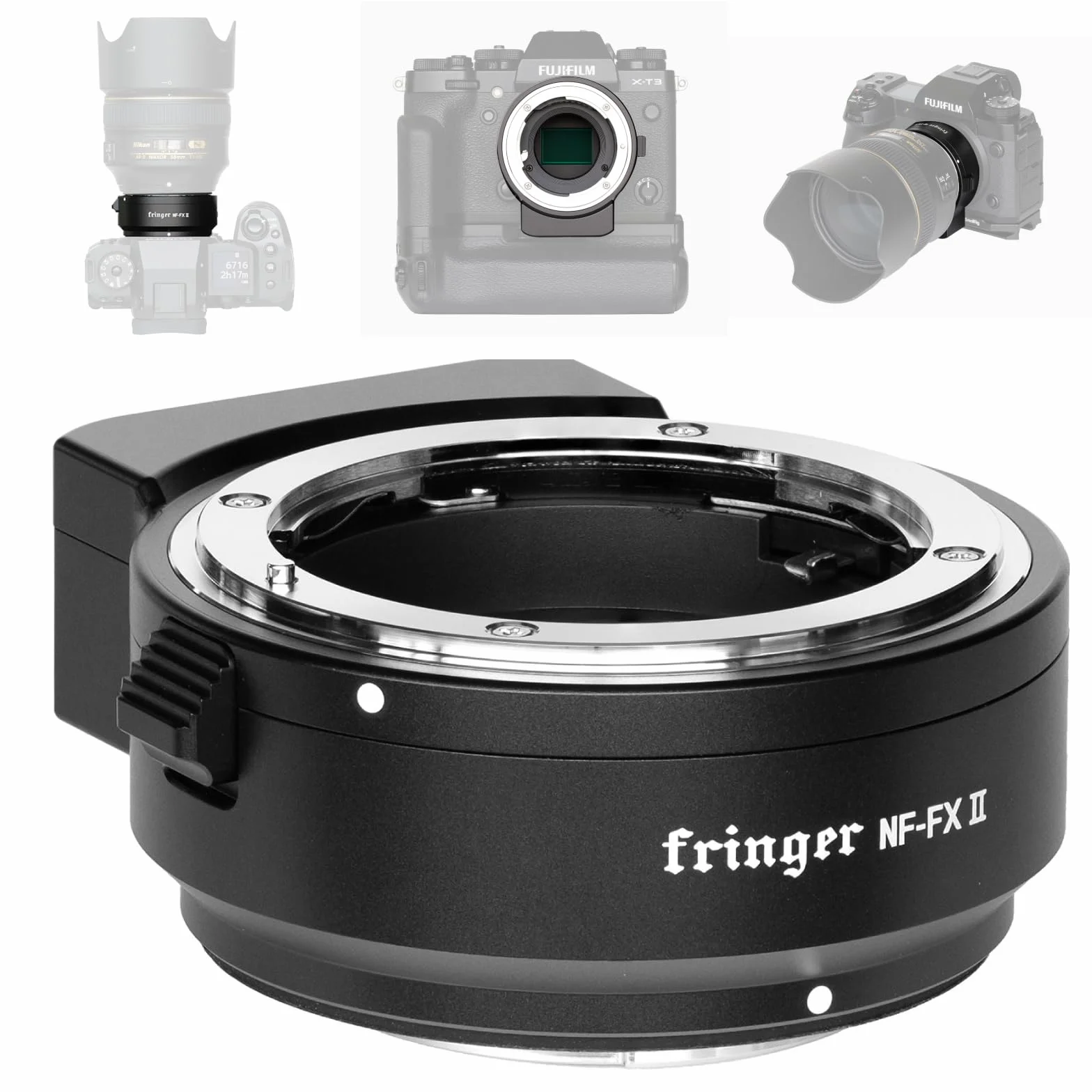 Fringer NF-FX II AF Adattatore per obiettivi Nik F su FX AF-S AF-P Sigm Tamr per X-T3 X-Pro3 XT30 X-T4 X-H1 X-T100 X-T200 e altre. (NF-FX II)