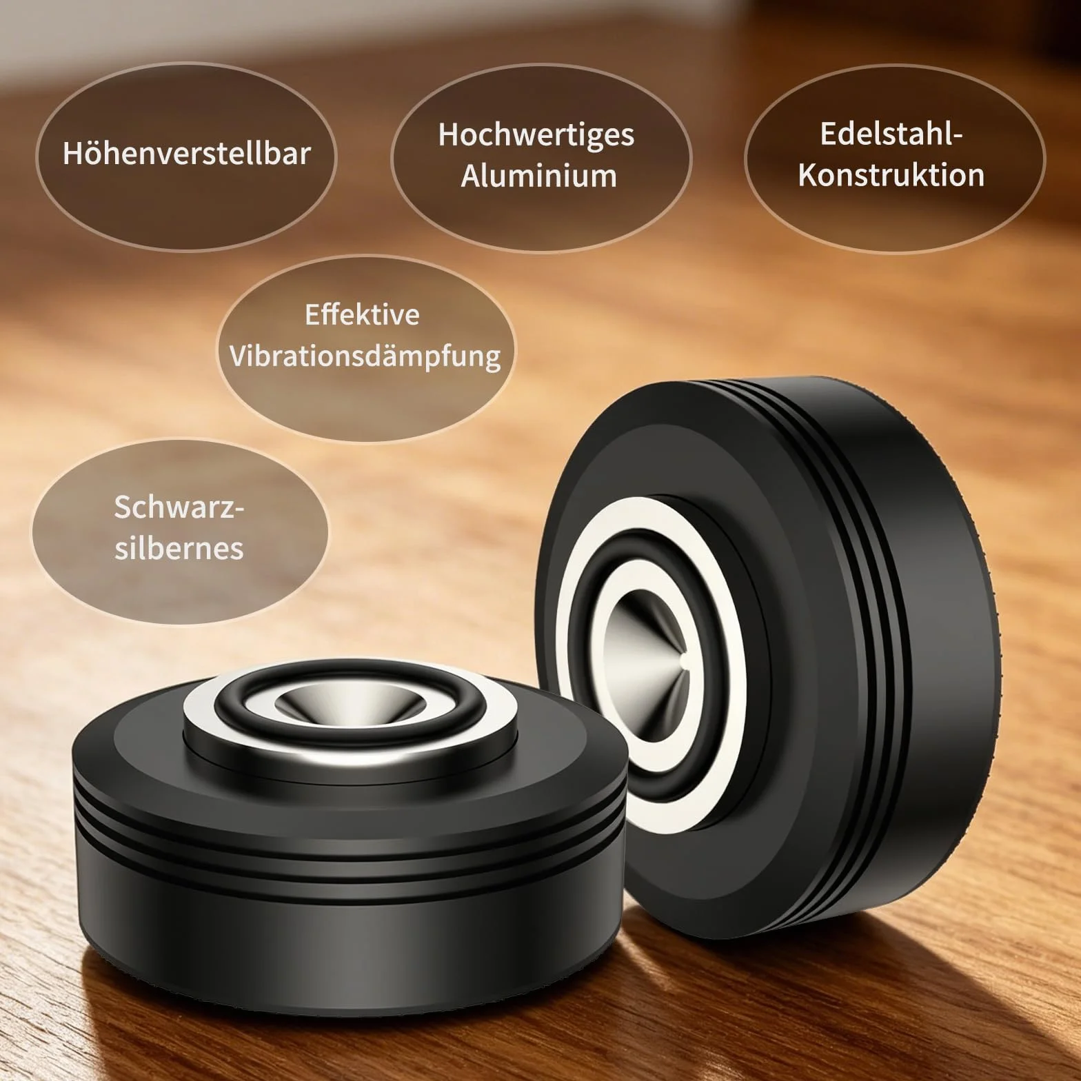 HiFi Supporto per altoparlante 50×20 mm alluminio ammortizzatori piedini isolanti 4 pezzi nero