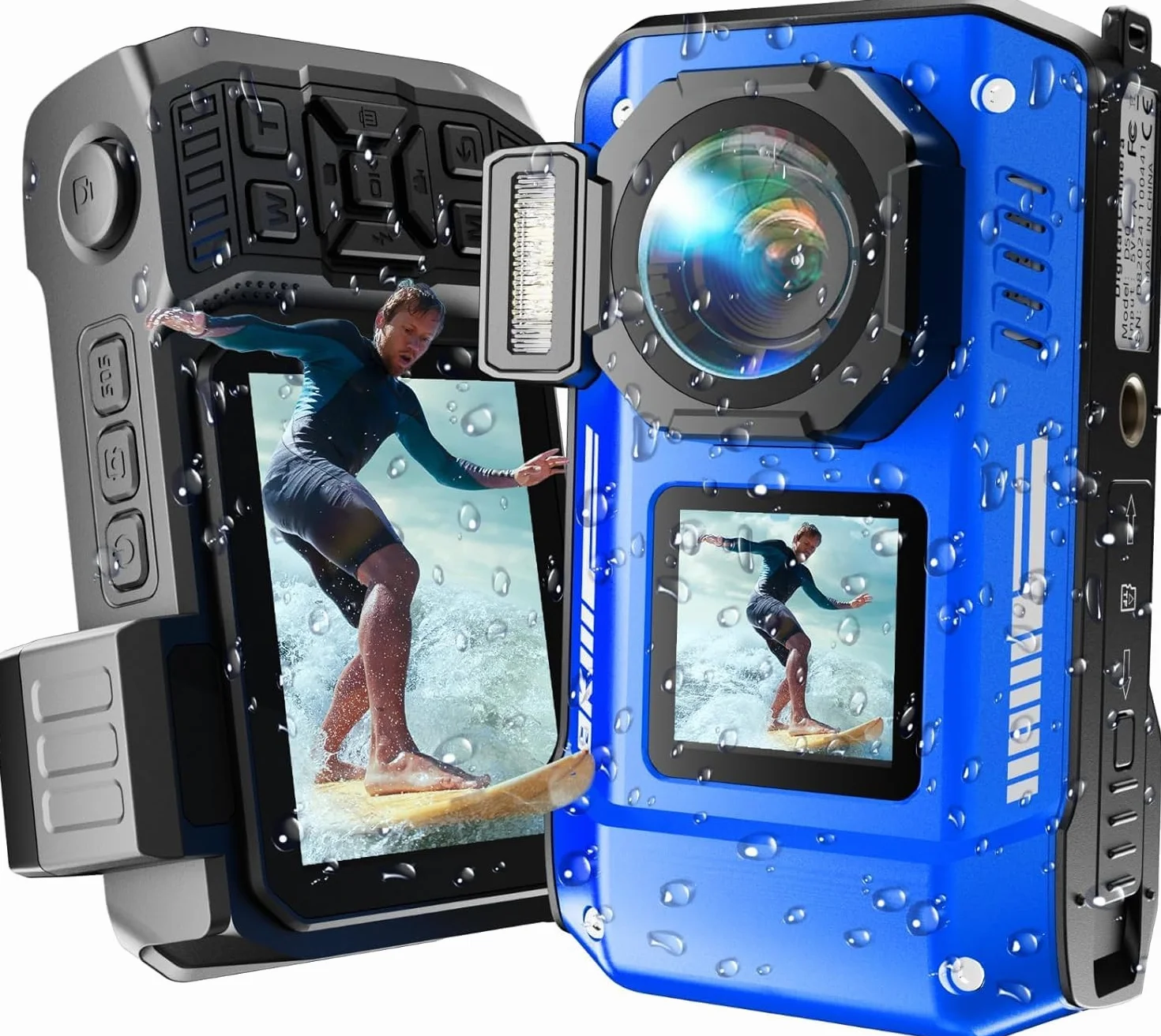 MaxMango D50 33FT Macchina Fotografica Subacquea Impermeabile, 8K 70MP Fotocamera Digitale con 16 GB di Scheda, Doppio Schermo 2.8'' per Selfie, 18x Zoom, Resistente a Polvere e Urti per Snorkeling