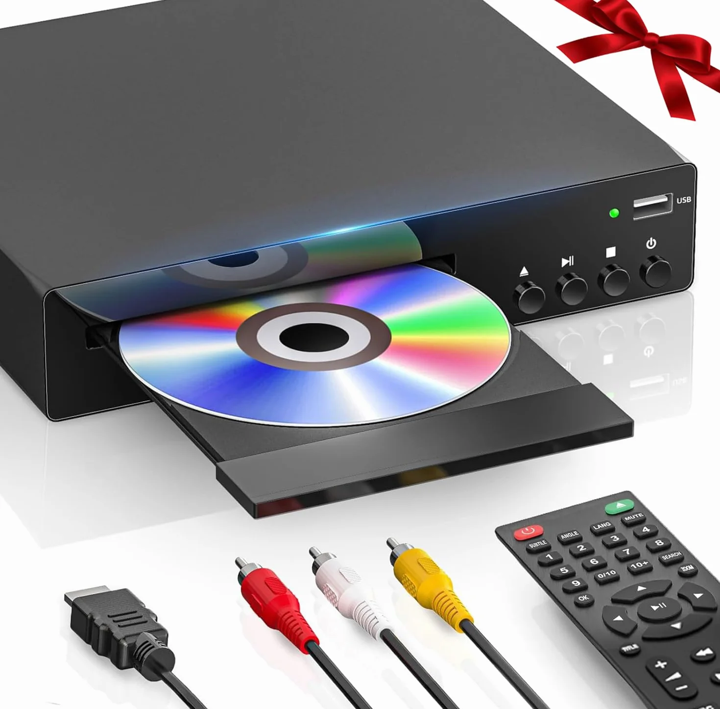Lettore DVD per la Casa con HDMI, DVDs Lettori di Tutte le Regioni per TV, RCA, USB, Telecomando, Supporto 1080P, NSTC/PAL, Memoria Breakpoint. Lettore DVD per TV Nero Metallizzato