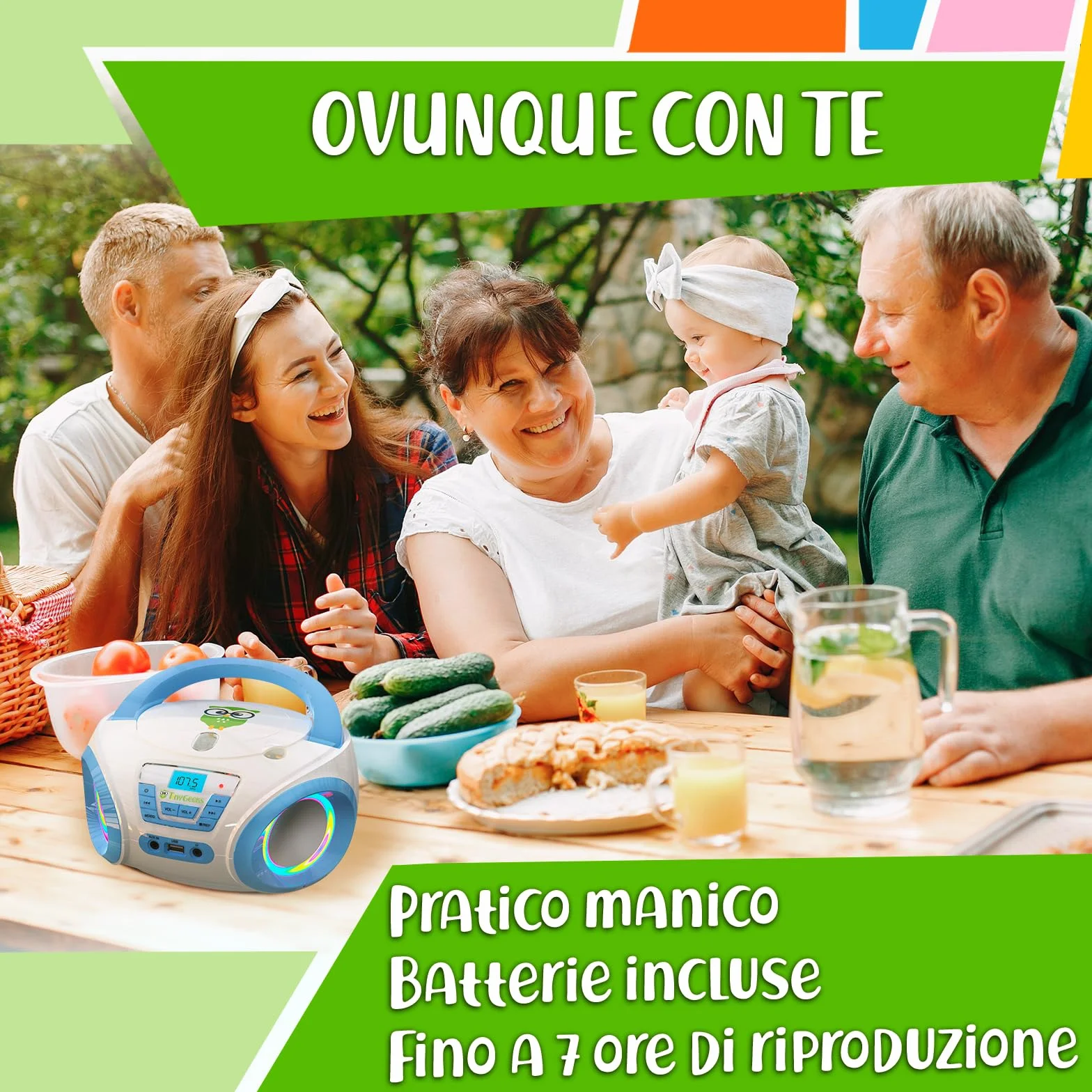 TinyGeeks Tunes CD PLAYER - NUOVO + Radio FM + Batterie incluse + LETTORE CD BAMBINI con altoparlanti + Regalo perfetto per bambini - Bianca