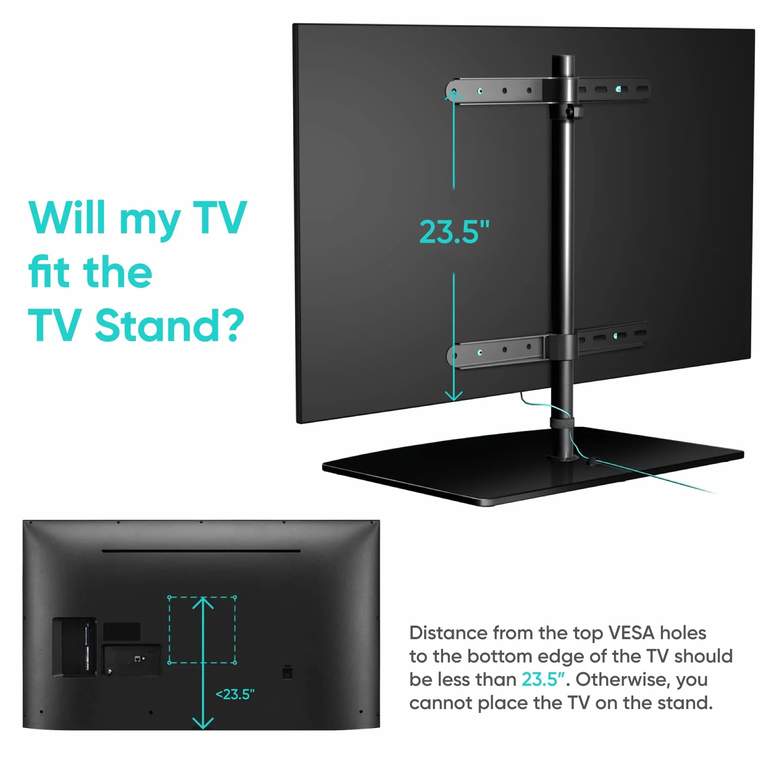 ONKRON Supporto TV da Tavolo 32-75 pollici, fino a 40 kg, VESA 100x100-400x400 mm, Porta TV Girevole, Porta Televisore in Vetro Temperato, Supporto per Schermo da Scrivania Girevole, Nero PT3-B