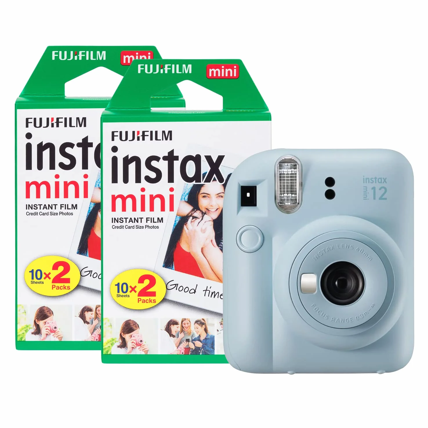 Fujifilm Instax Mini 12 - Fotocamera istantanea con confezione da 40 pellicole, colore: Blu pastello