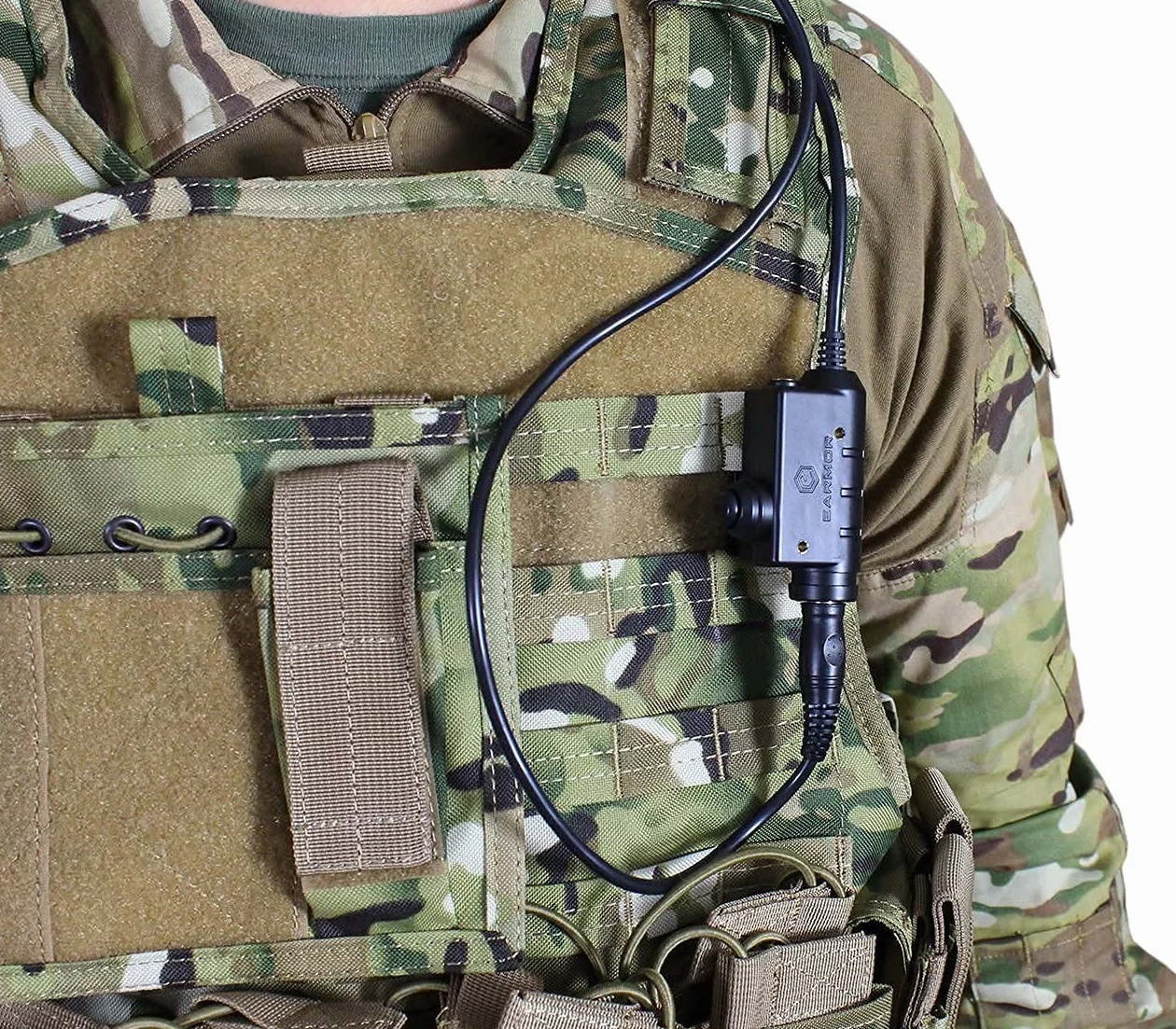 EARMOR Tactical Earmor Kenwood, Baofeng versione PTT Military Standard 7.0 spina per adattatore radio, nero