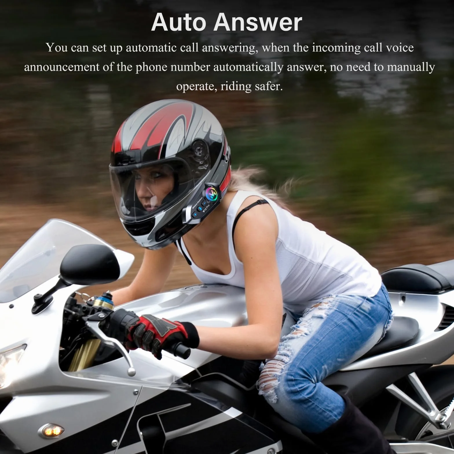 Auricolare Casco Moto Bluetooth 5.4 Interfono Moto Casco Coppia 500M Sistema di Comunicazione per 2 Motociclisti