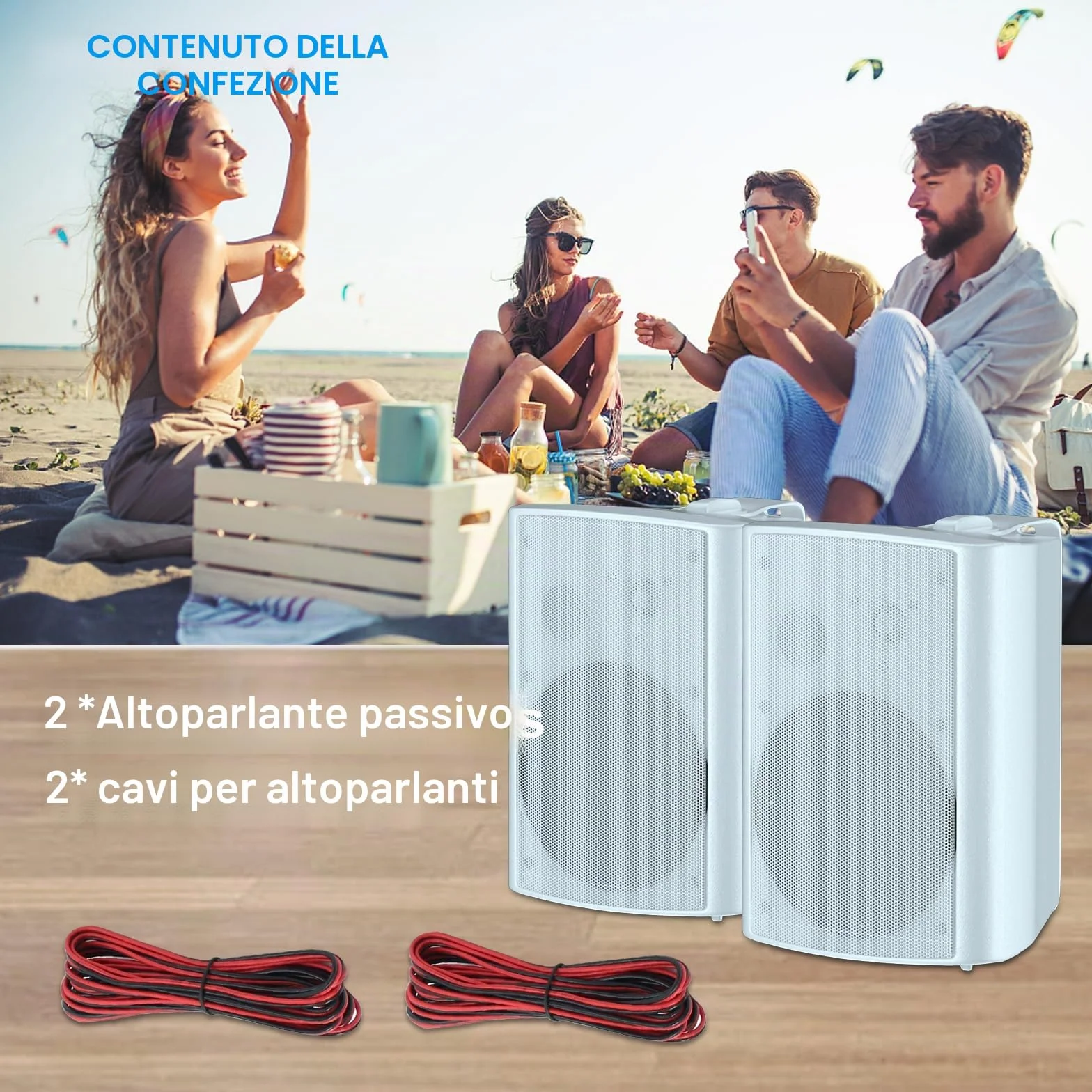 Herdio 6.5'' Diffusori da esterno impermeabili cablati 400 Watt Altoparlanti a parete per patio garage terrazza (bianco)