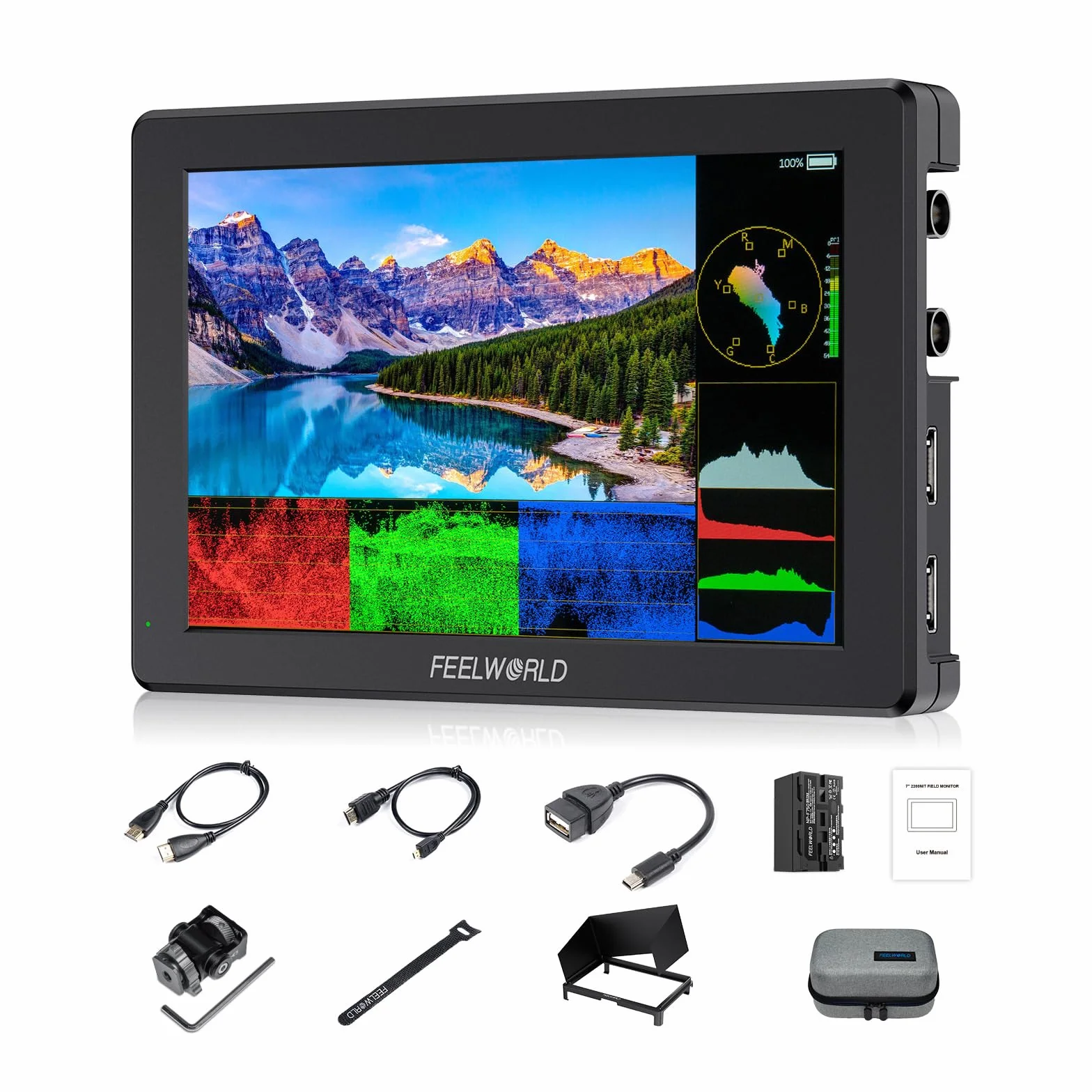 FEELWORLD T7SPRO 2000nit Monitor da Campo da 7 pollici in alluminio per videocamera Monitor con ingresso/uscita SDI HDMI 4K LUT 3D Forma d'onda 9:16 Marker F750 Batteria da 4400 mAh