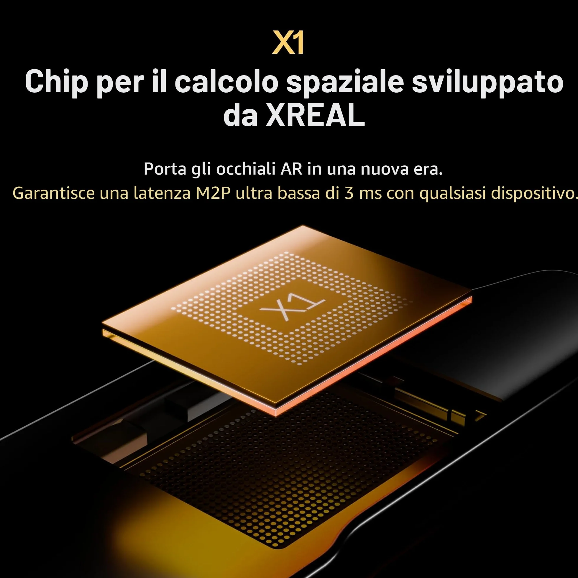 XREAL One AR Occhiali with X1 Chip, Native 3 DoF, 147" 50°FOV 120Hz HD Display, Audio Rinomato, 3 Adjustable Lens Transparency (Black)