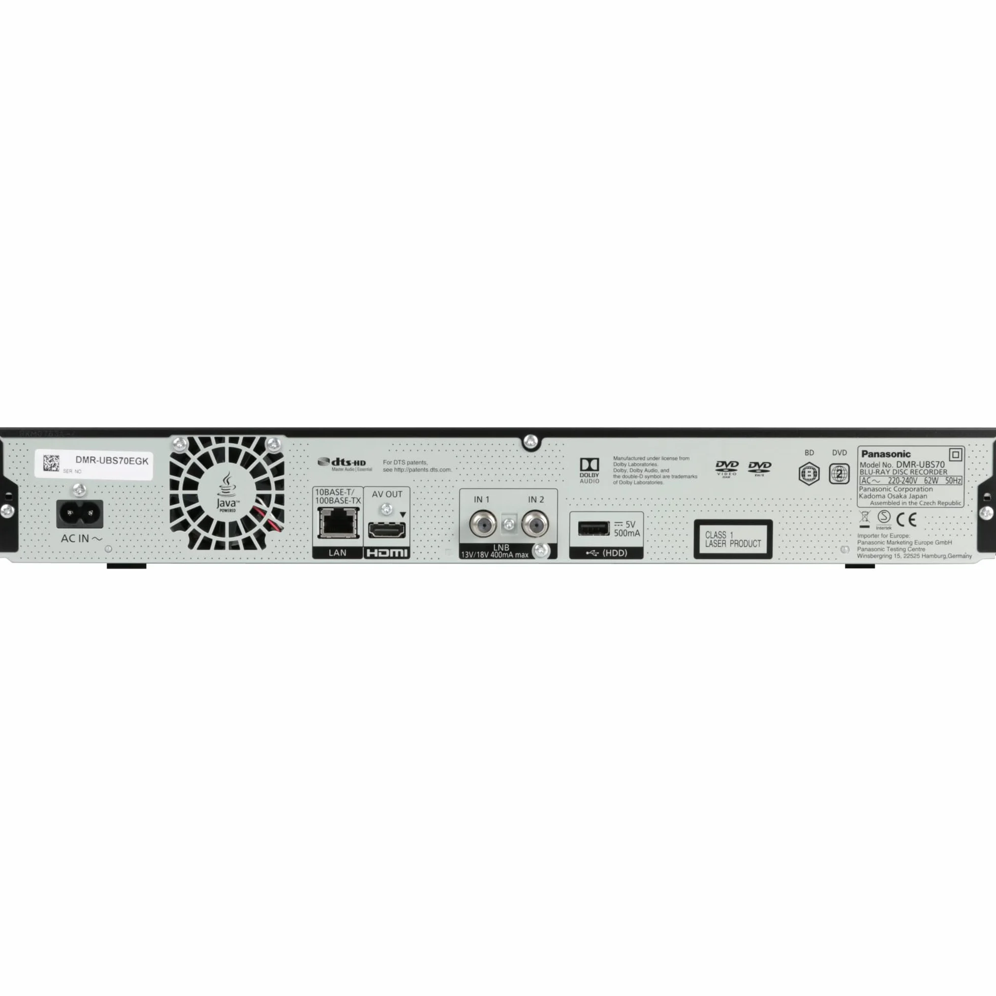 Panasonic DMR-UBS70EGK Registratore Blu-Ray Compatibilità 3D Nero