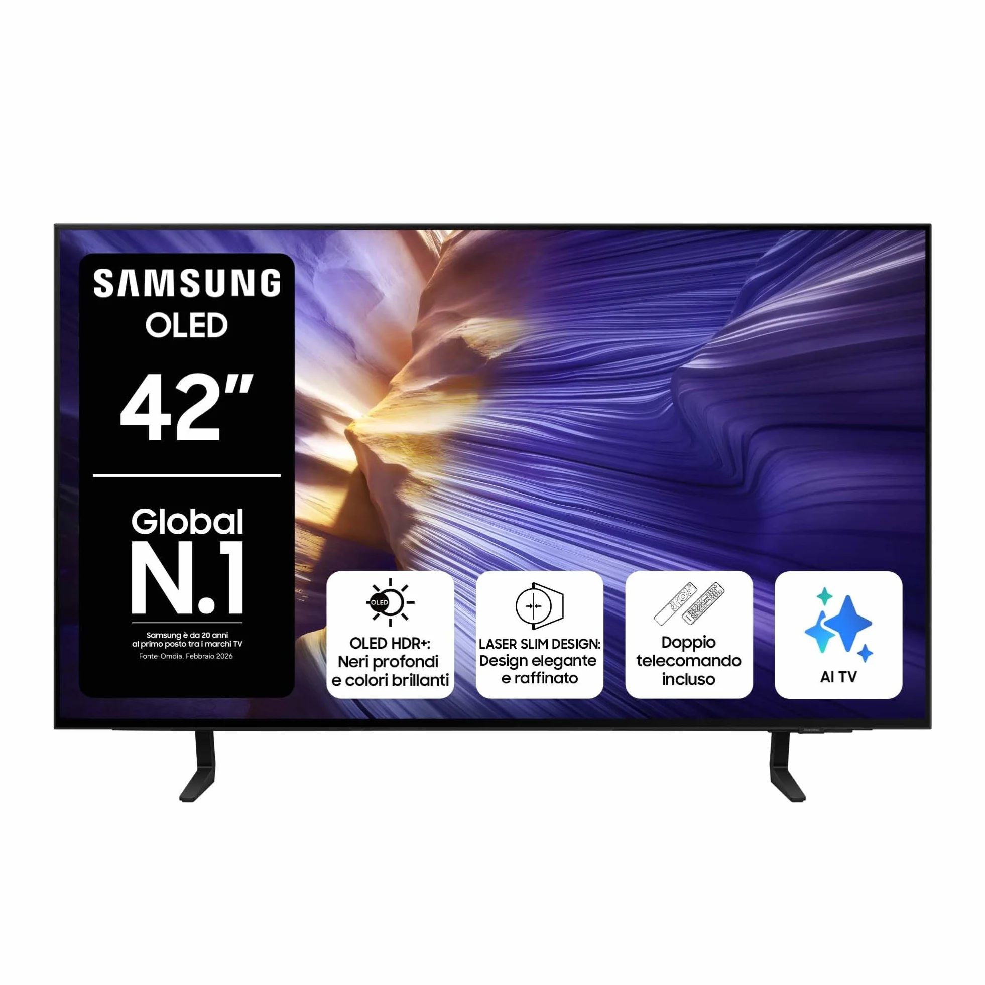 Samsung OLED 4K Vision AI Smart TV 42'' QE42S90FAEXZT NQ4 AI Gen3, OLED HDR+, Motion Xcelerator 144Hz, 2025