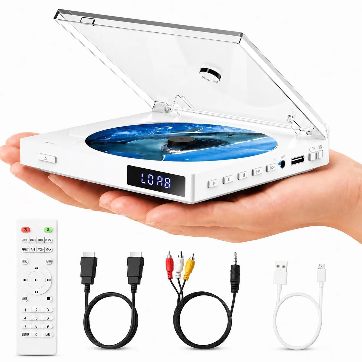 Lettore DVD Super Slim Compatto per TV con Altoparlante HiFi Integrato, Uscita USB, AUX 3,5mm, PAL/NTSC, HDMI