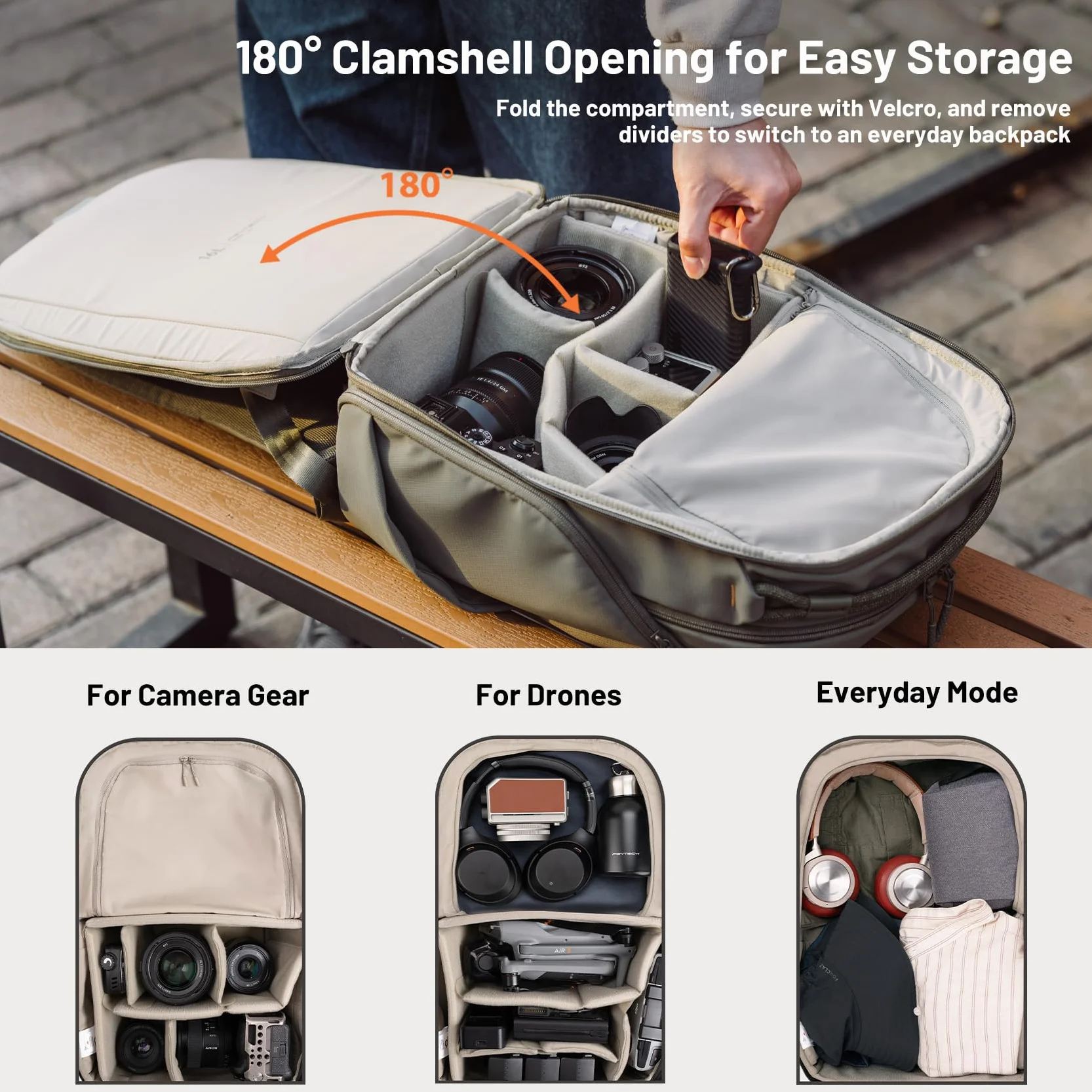 PGYTECH OneGo Lite Zaino Fotografico 16L, Leggero e Impermeabile per Fotografia Urbana e Viaggi, Compatibile con Sony/Canon/Nikon/DSLR/mirrorless